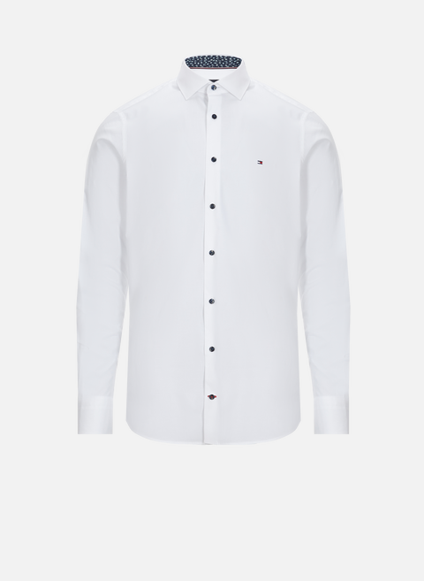 قميص قطني بشعار أبيض من تومي هيلفيغر 