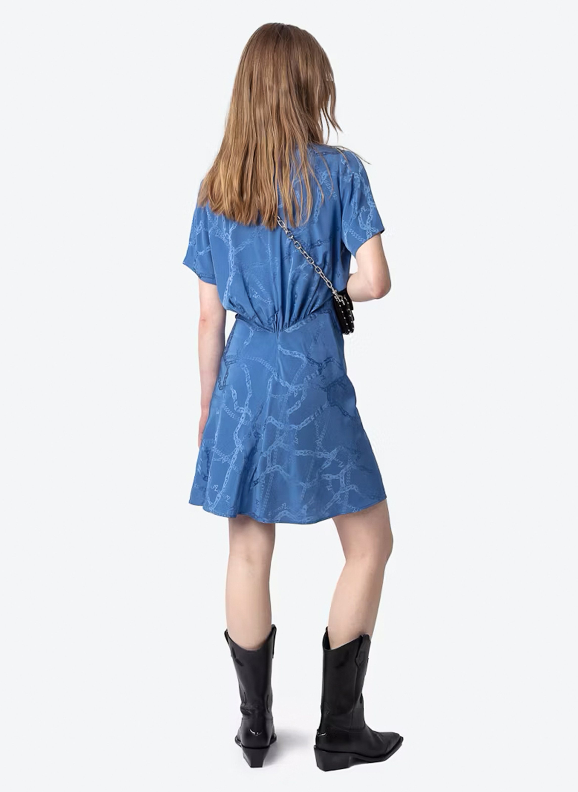 Robe courte col v en soie rozom ZADIG&VOLTAIRE Bleu