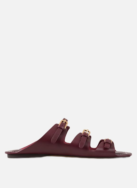 Sandales plates en cuir Rouge by SANDRO SANDRO Sandales plates en cuir Rouge
