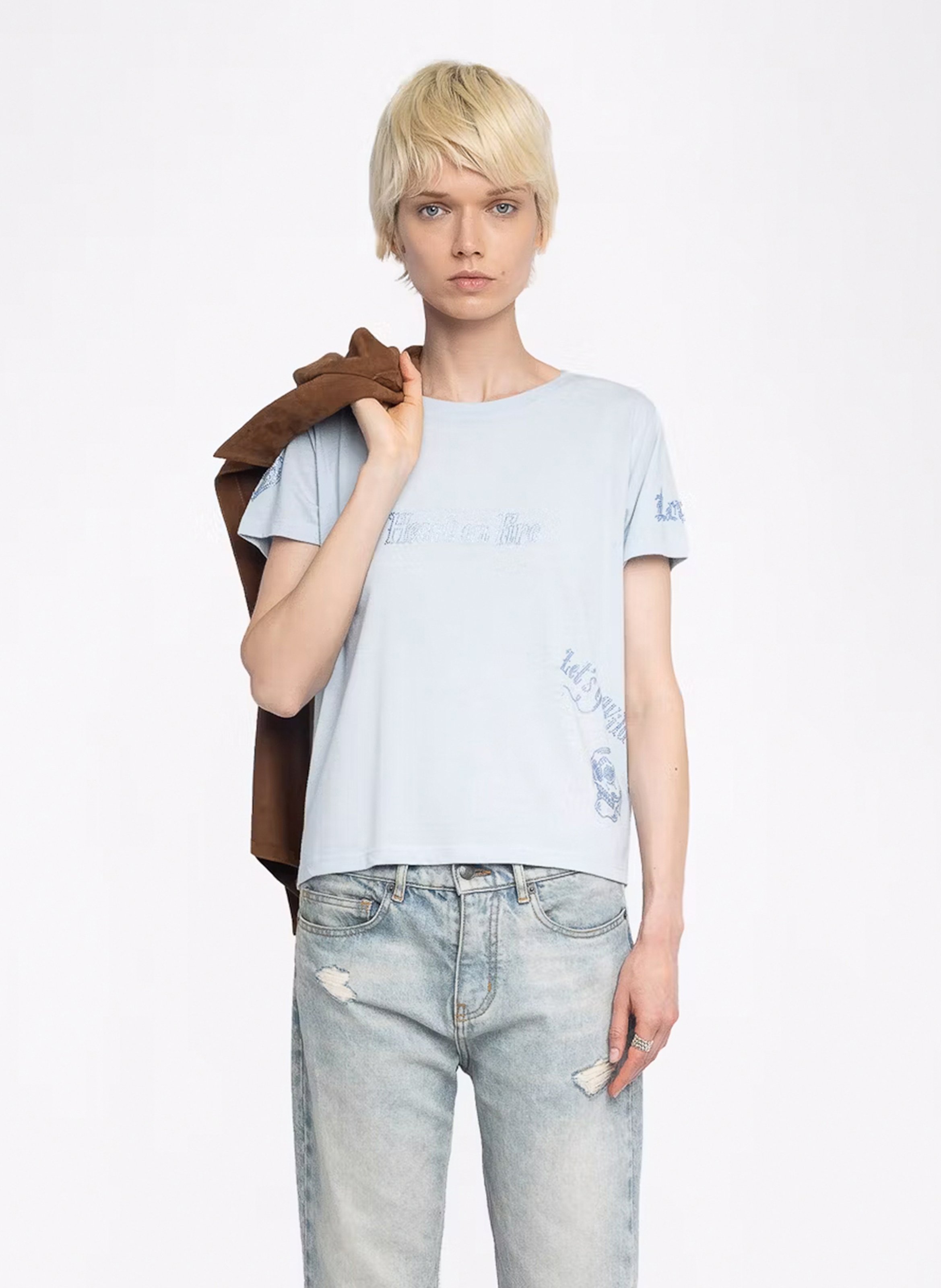 Tee-shirt col rond à strass alys ZADIG&VOLTAIRE Bleu