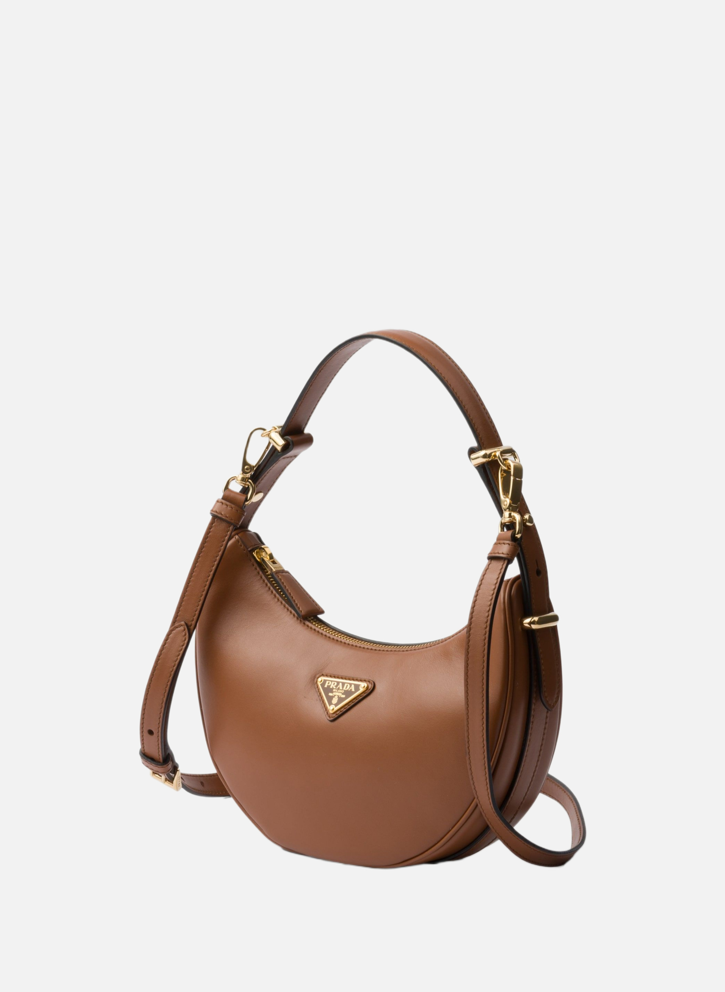 Sac porté épaule prada arqué en cuir PRADA Marron