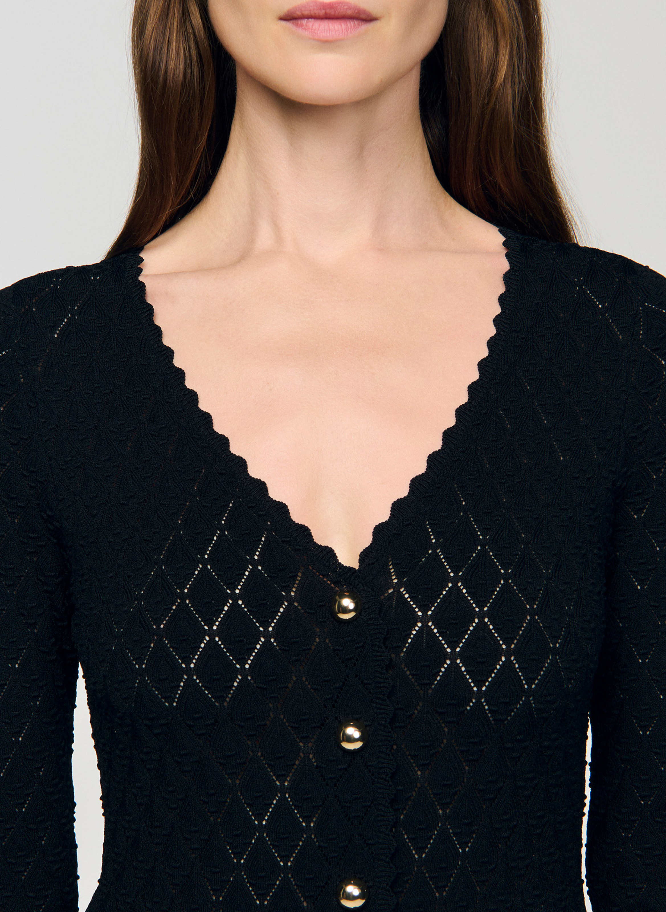 Robe longue col v SANDRO Noir