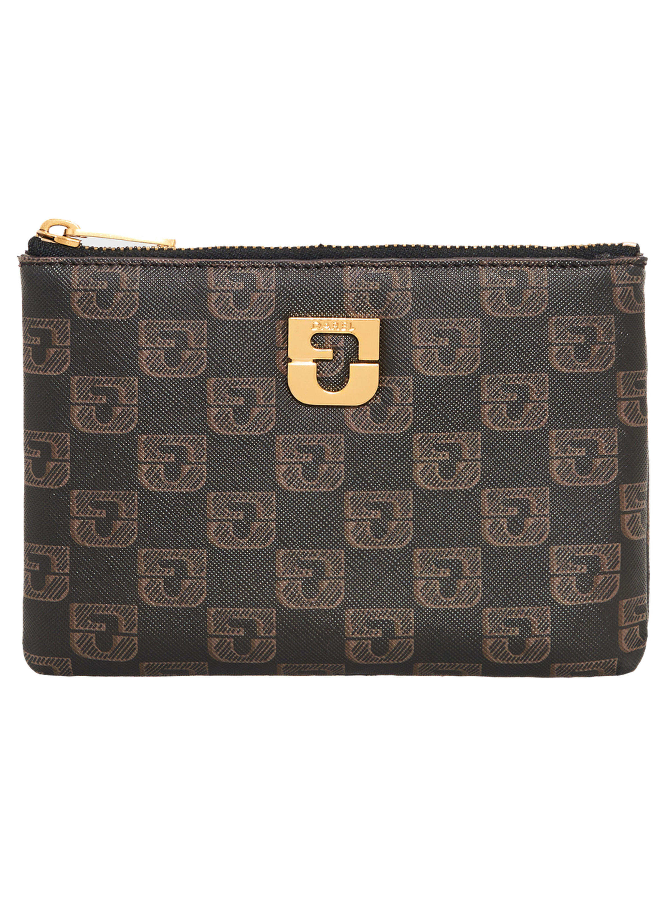 GERARD DAREL Trousse en toile enduite léopard – pochette Marron