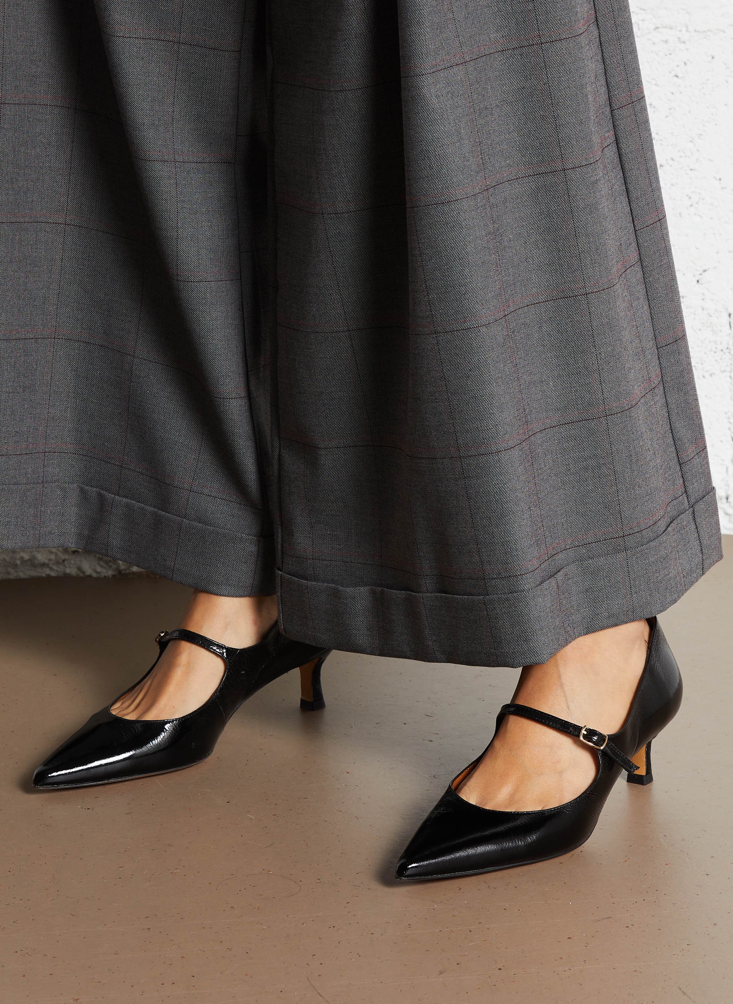 Escarpins à petits talons en cuir n°722 RIVECOUR Noir