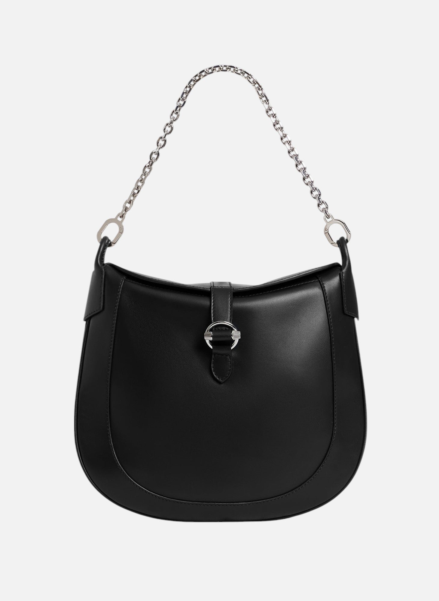 Grand sac bandoulière pia en cuir lisse LE TANNEUR Noir