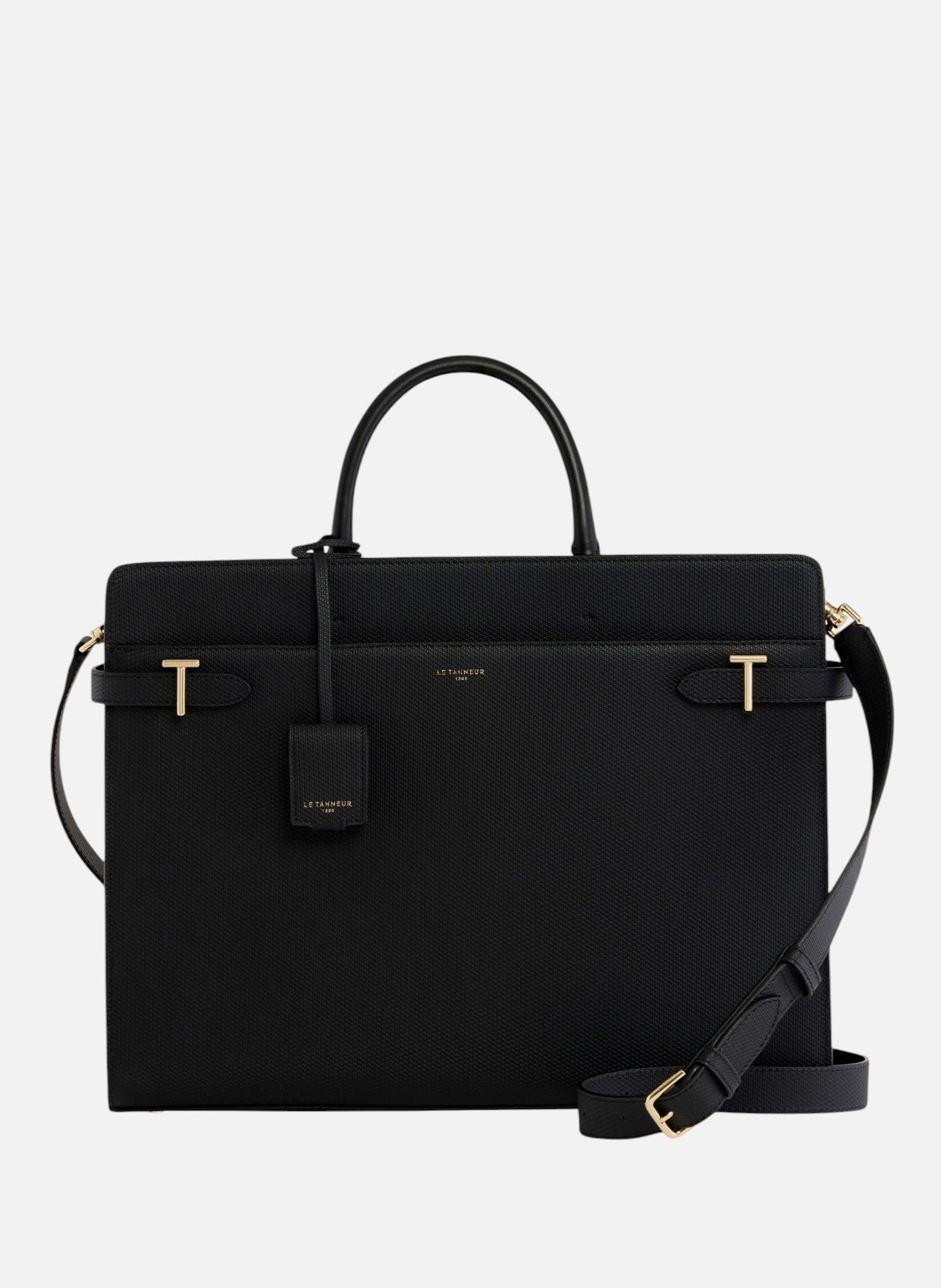 Porte document 15" emilie en cuir signature t LE TANNEUR Noir