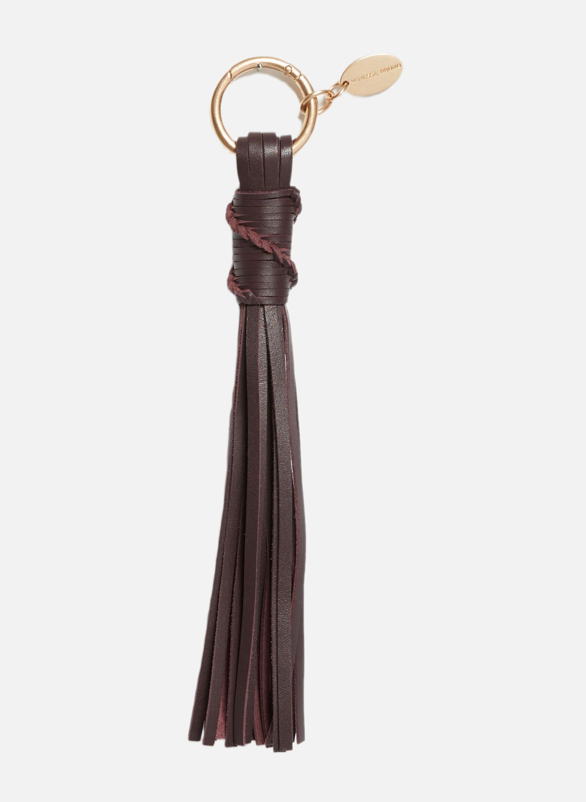 VANESSA BRUNO Charm pompom en cuir noir Marron