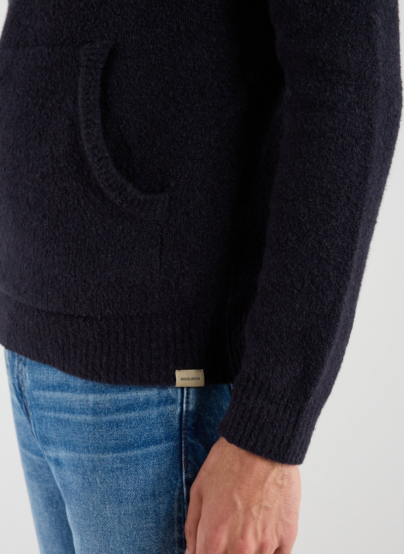 Sweat droit à capuche en coton mélangé WOOLRICH Bleu