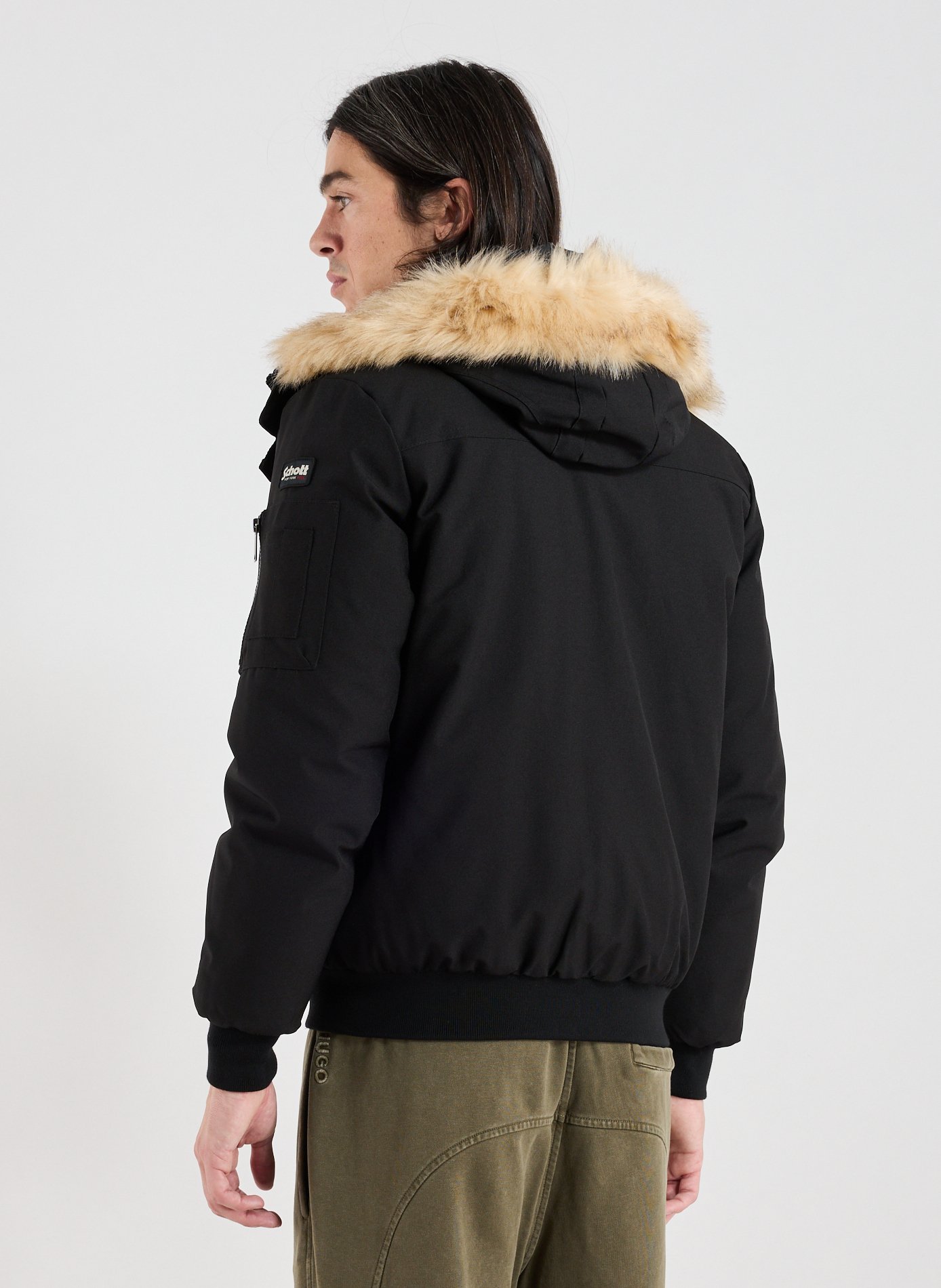 Manteau à capuche amovible SCHOTT Noir