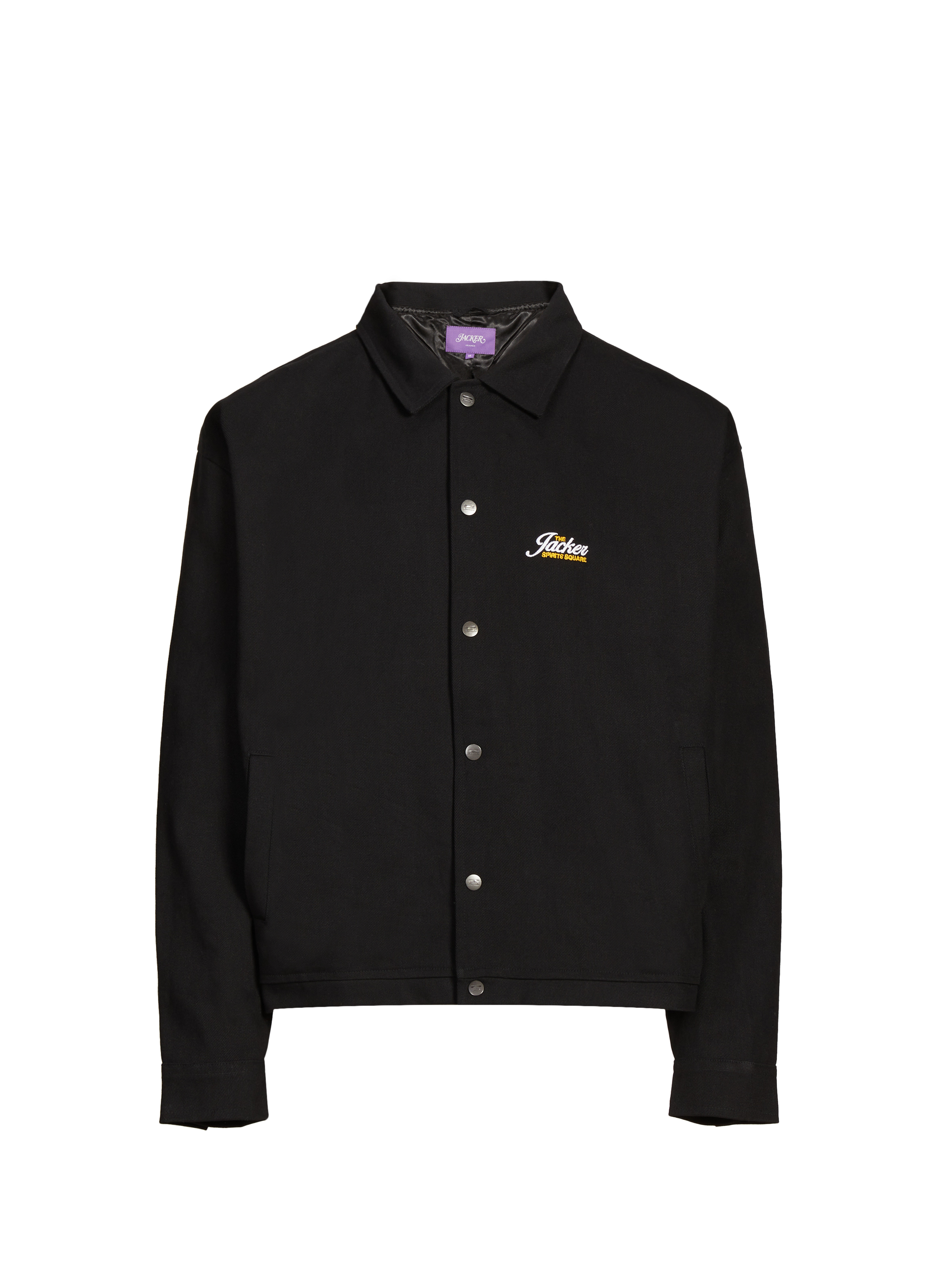 JACKER. Veste ample brodée en coton mélangé Black