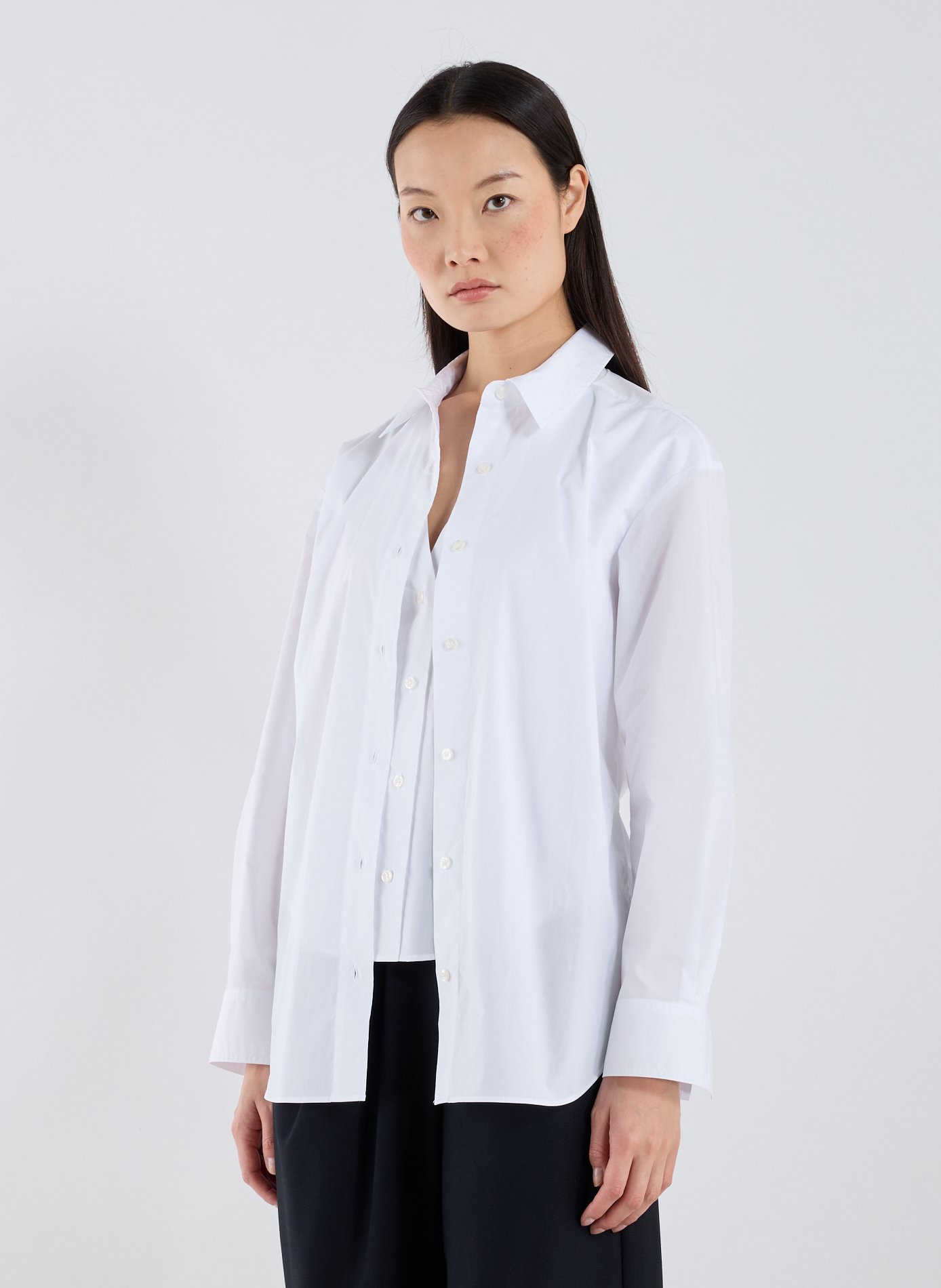 SAMSOE SAMSOE Chemise ample à manches longues en coton Blanc