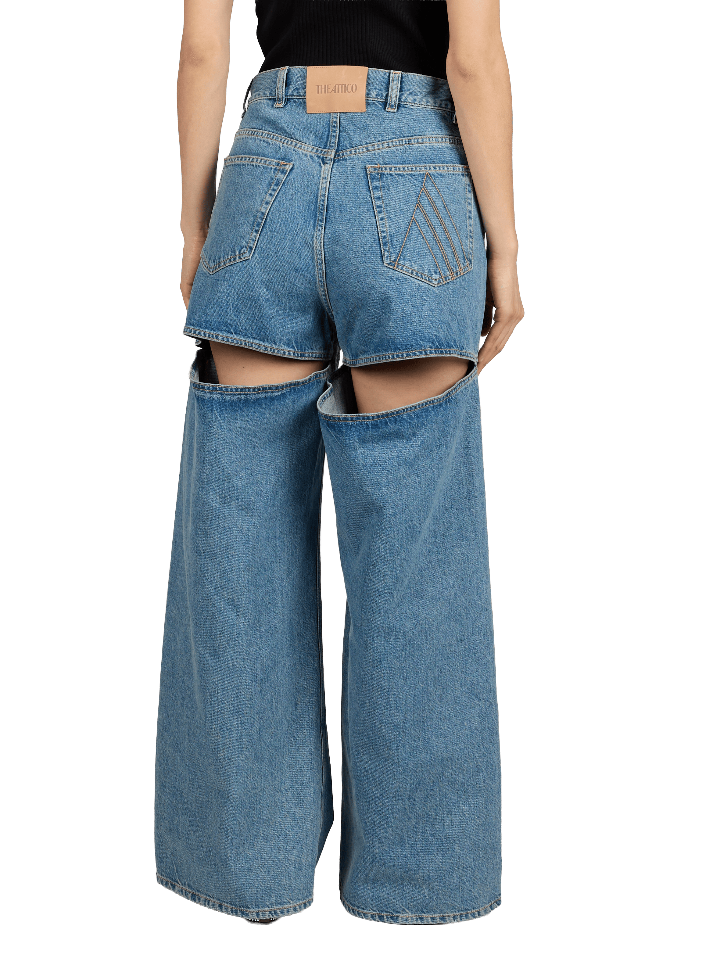 Wide and straight leg jeans with back cutouts in cotton THE ATTICO Blue