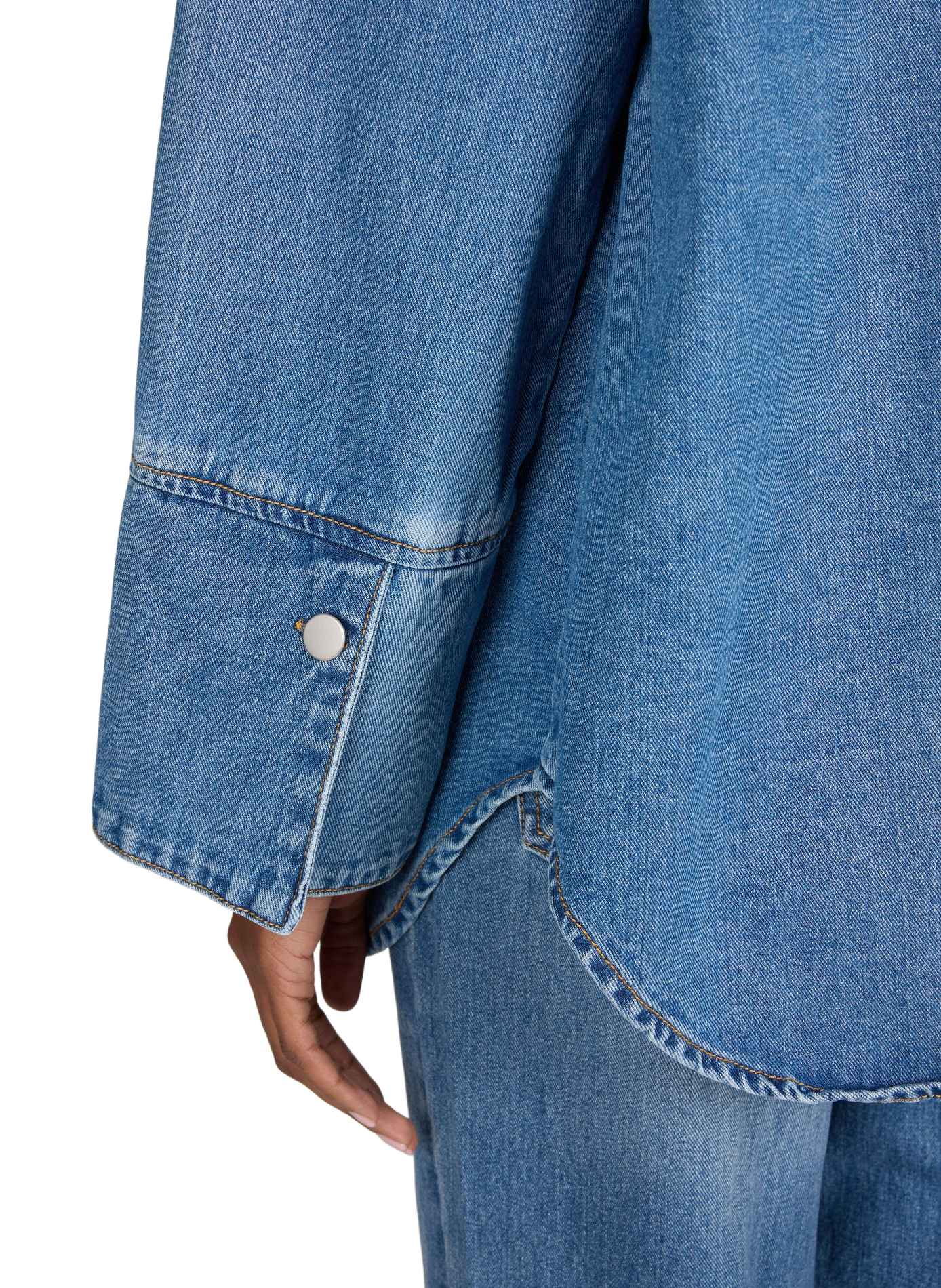 Vimalou lace-up denim cotton shirt VILA Blue