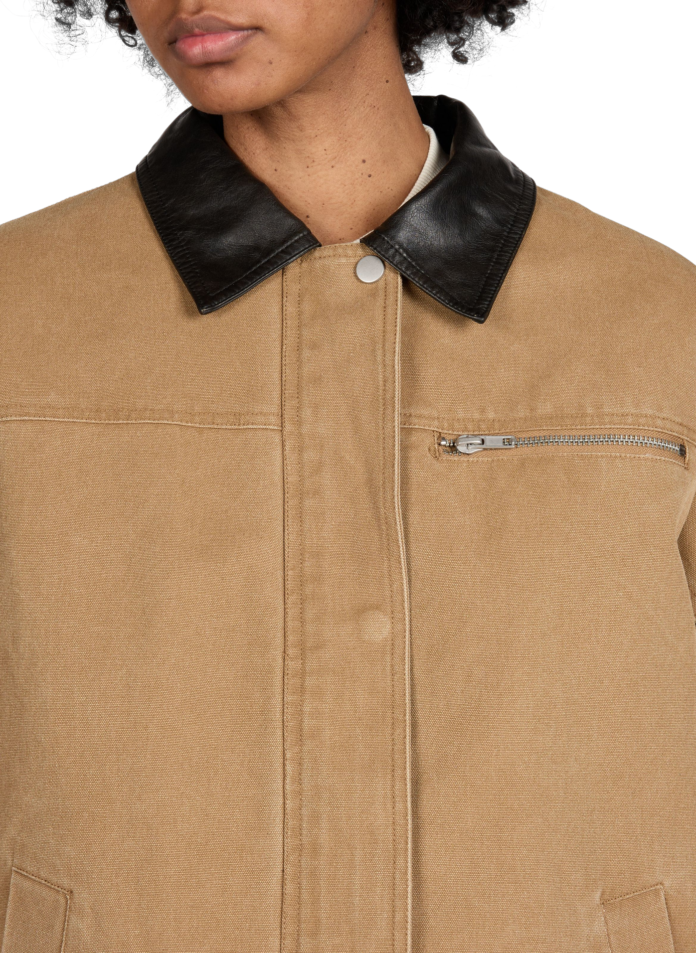 Veste ample à col classique contrastant TOPSHOP Beige