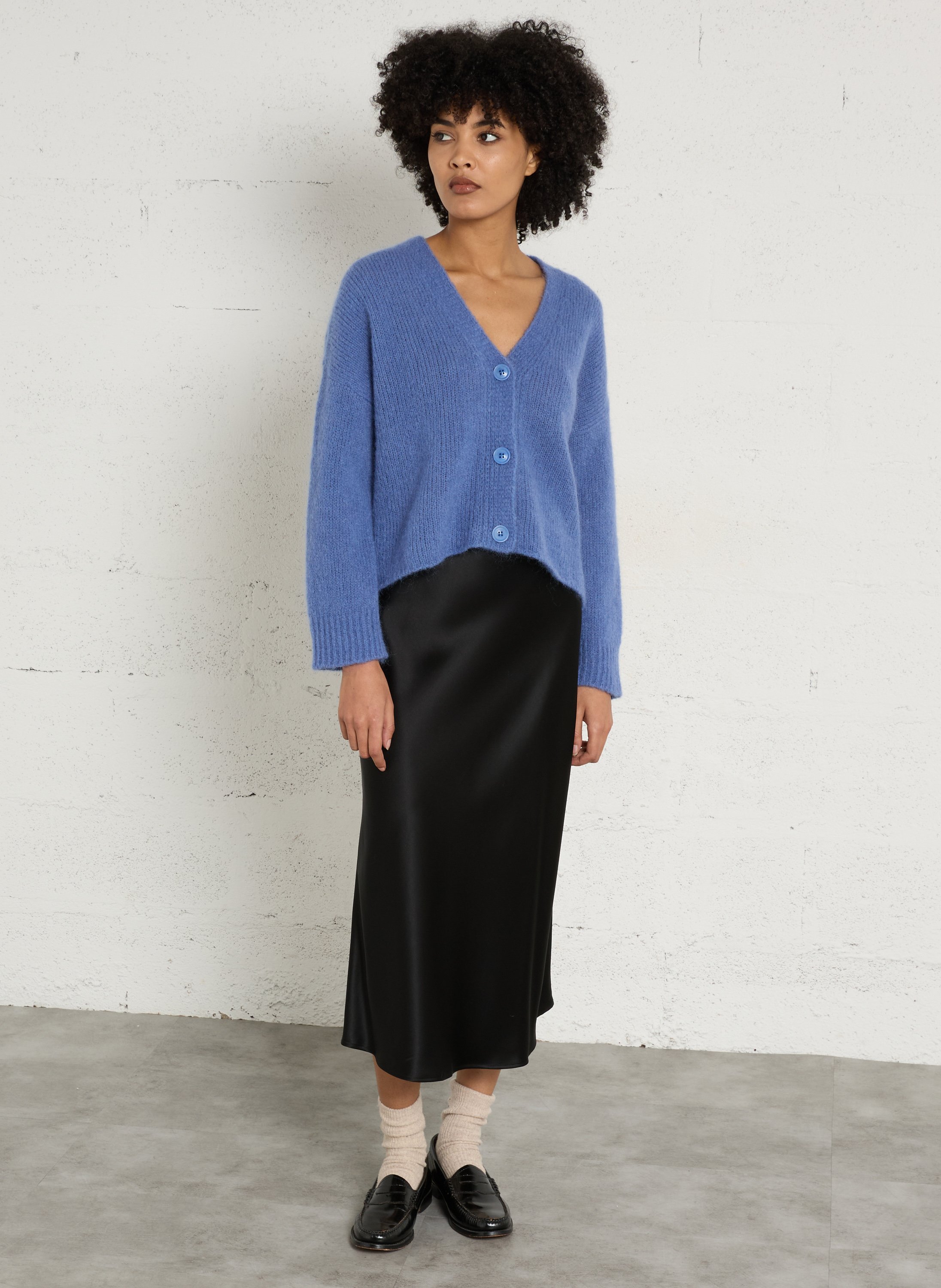 Jupe midi satinée odile MAISON 123 Noir