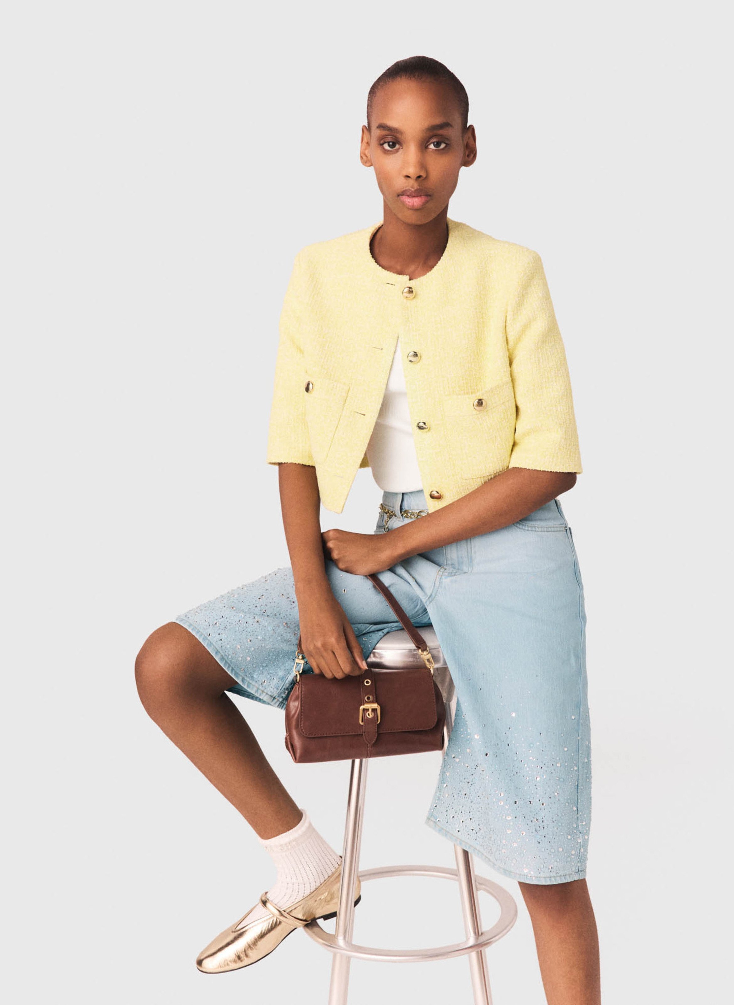 Veste courte en tweed MAJE Jaune