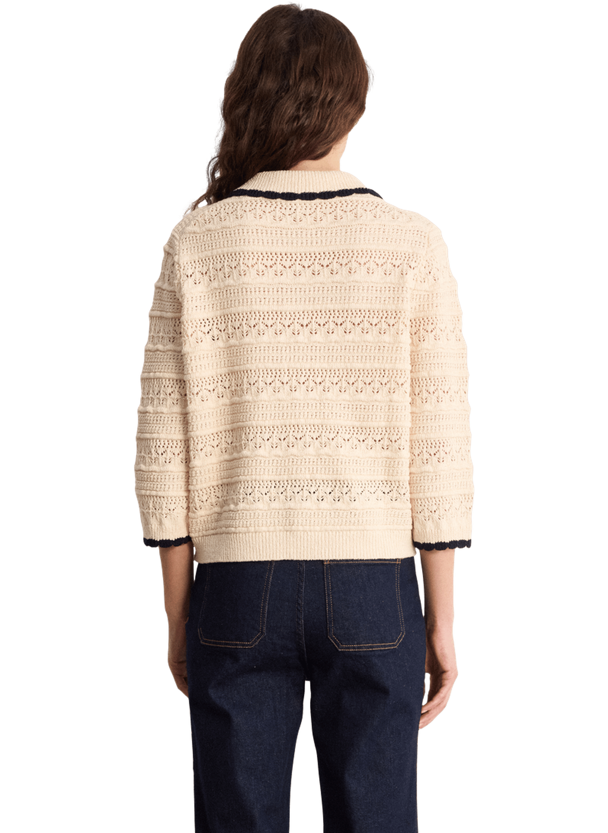 Gilet en crochet à col polo contrasté - lysa PABLO Beige
