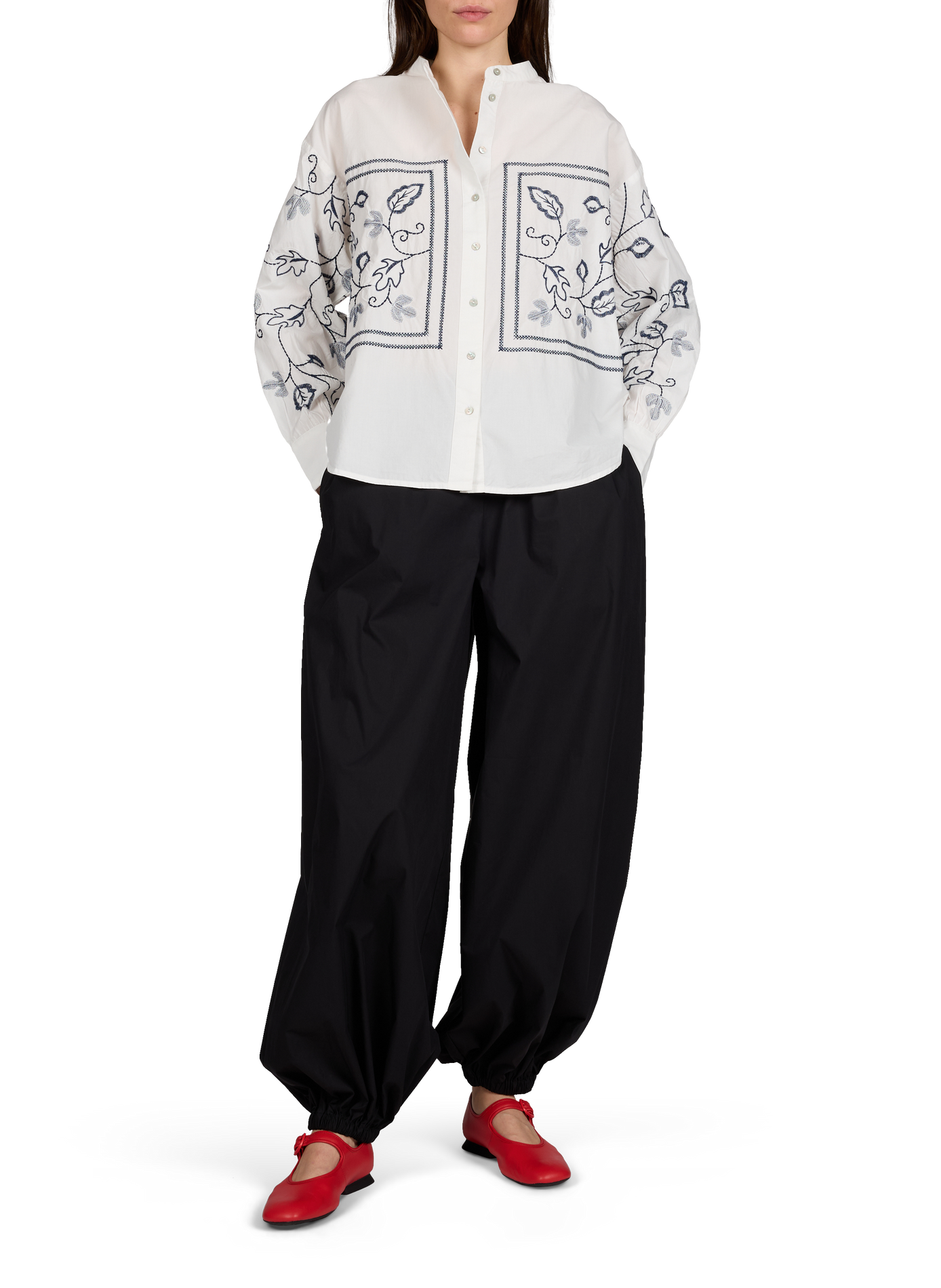 Chemise à broderie en coton  VILA Beige