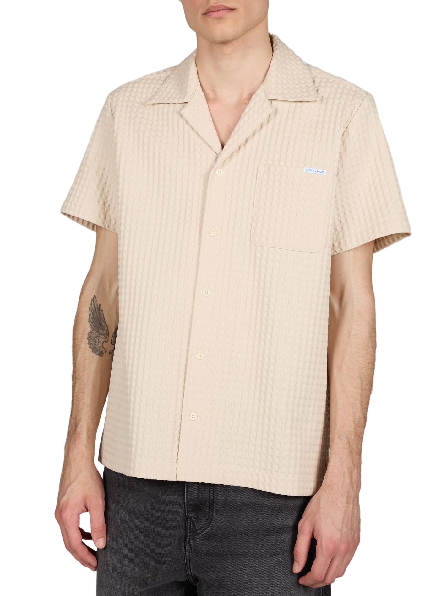 Chemise Germain gaufrée en coton MAISON LABICHE Beige