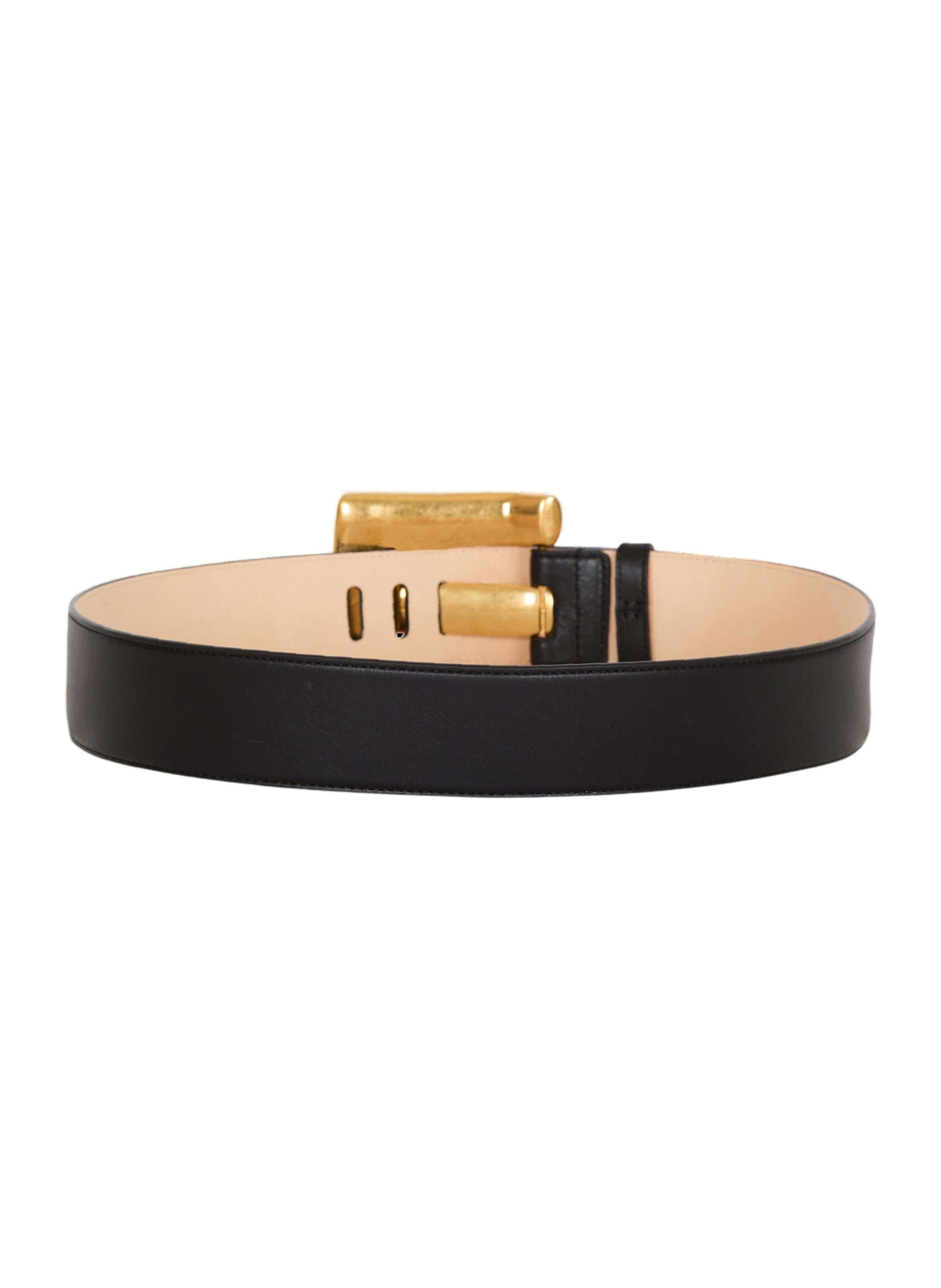 Ceinture anthem en cuir lisse BALMAIN Noir