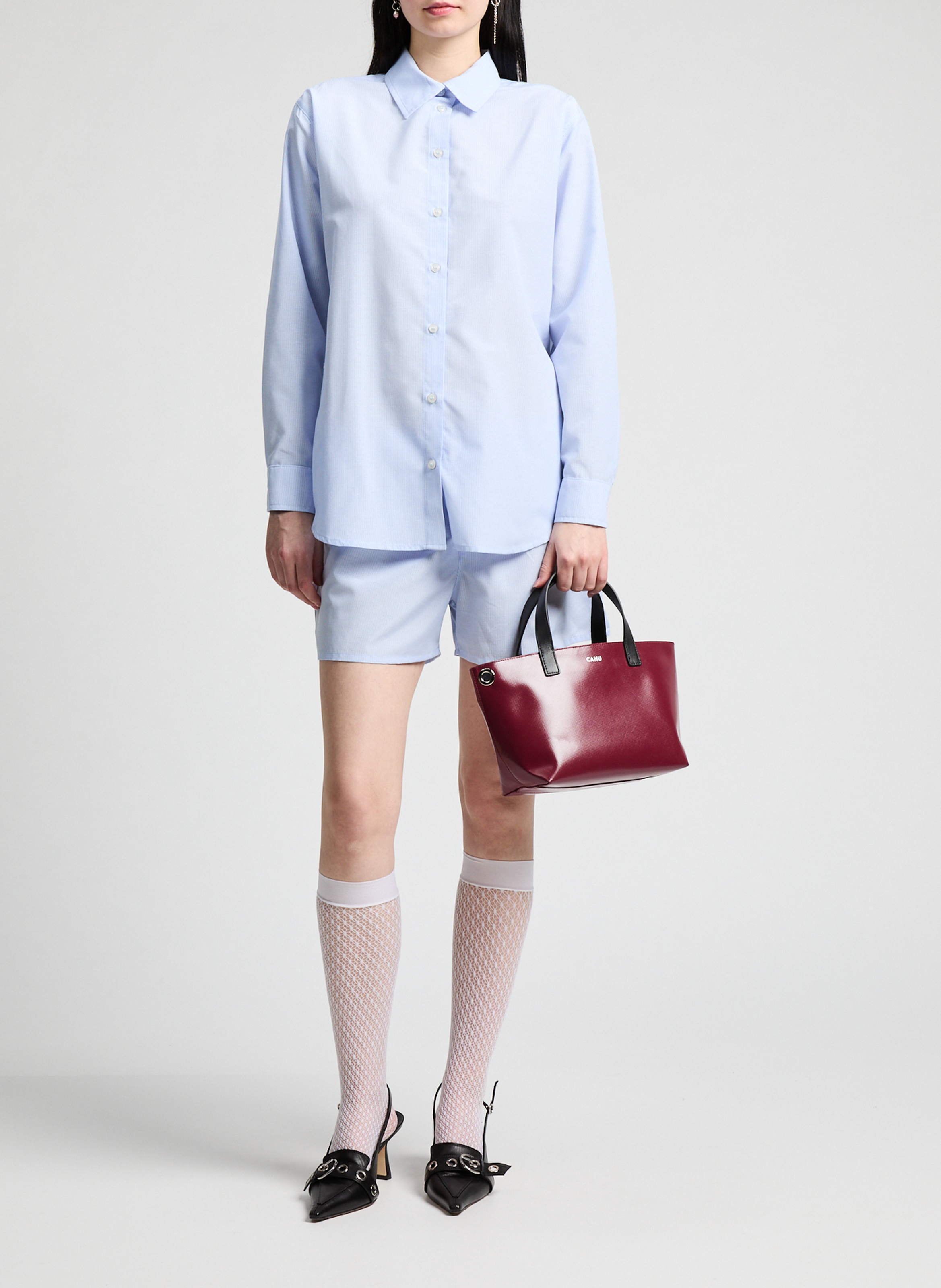 Striped cotton-blend shorts SAISON 1865 Blue