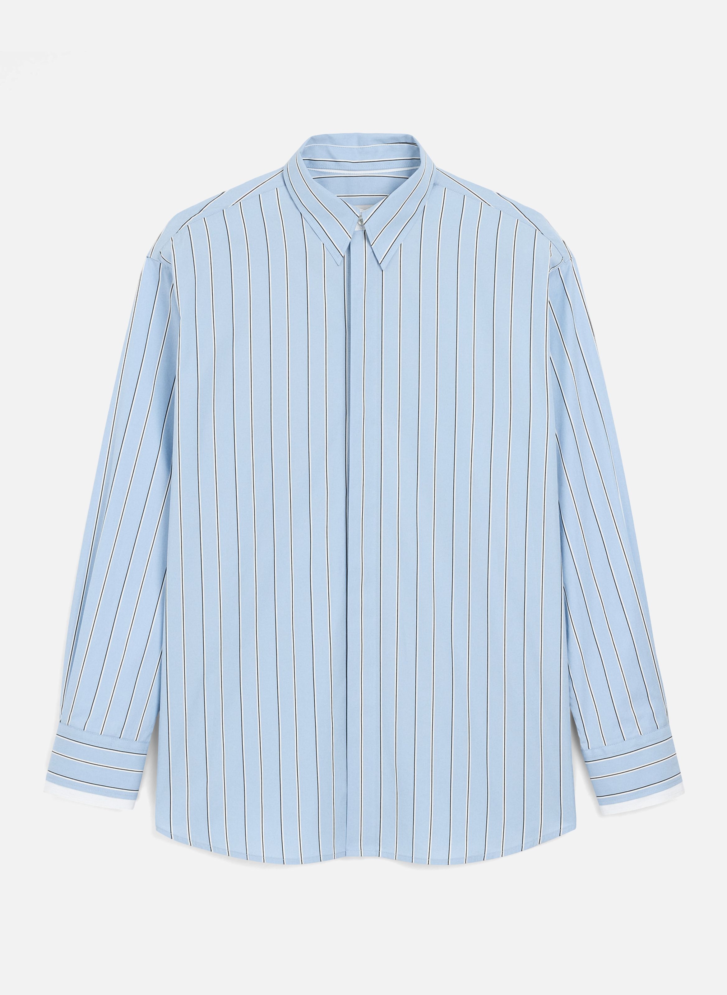 Chemise large rayée unisexe en coton col amovible BleuAMI PARIS