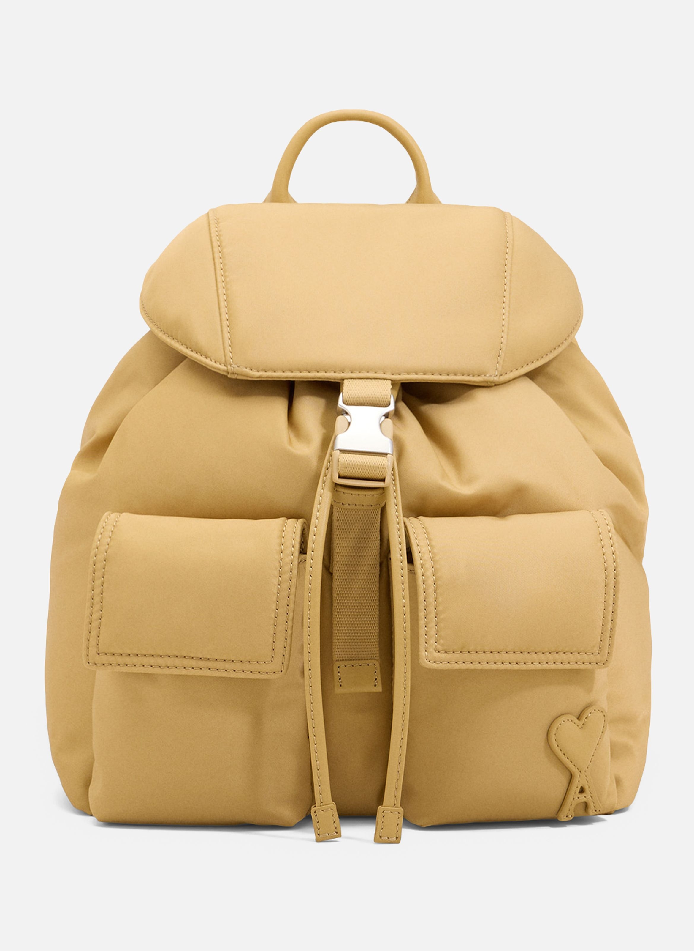 Petit sac à dos à rabat marcel unisexe en nylon AMI PARIS Beige