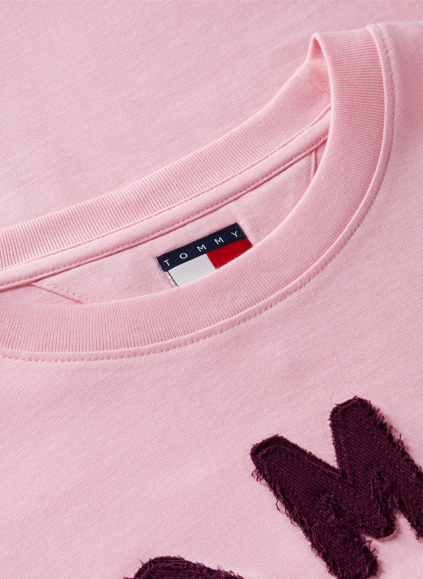 Bedrucktes gerades Baumwoll-T-Shirt TOMMY HILFIGER Rosa