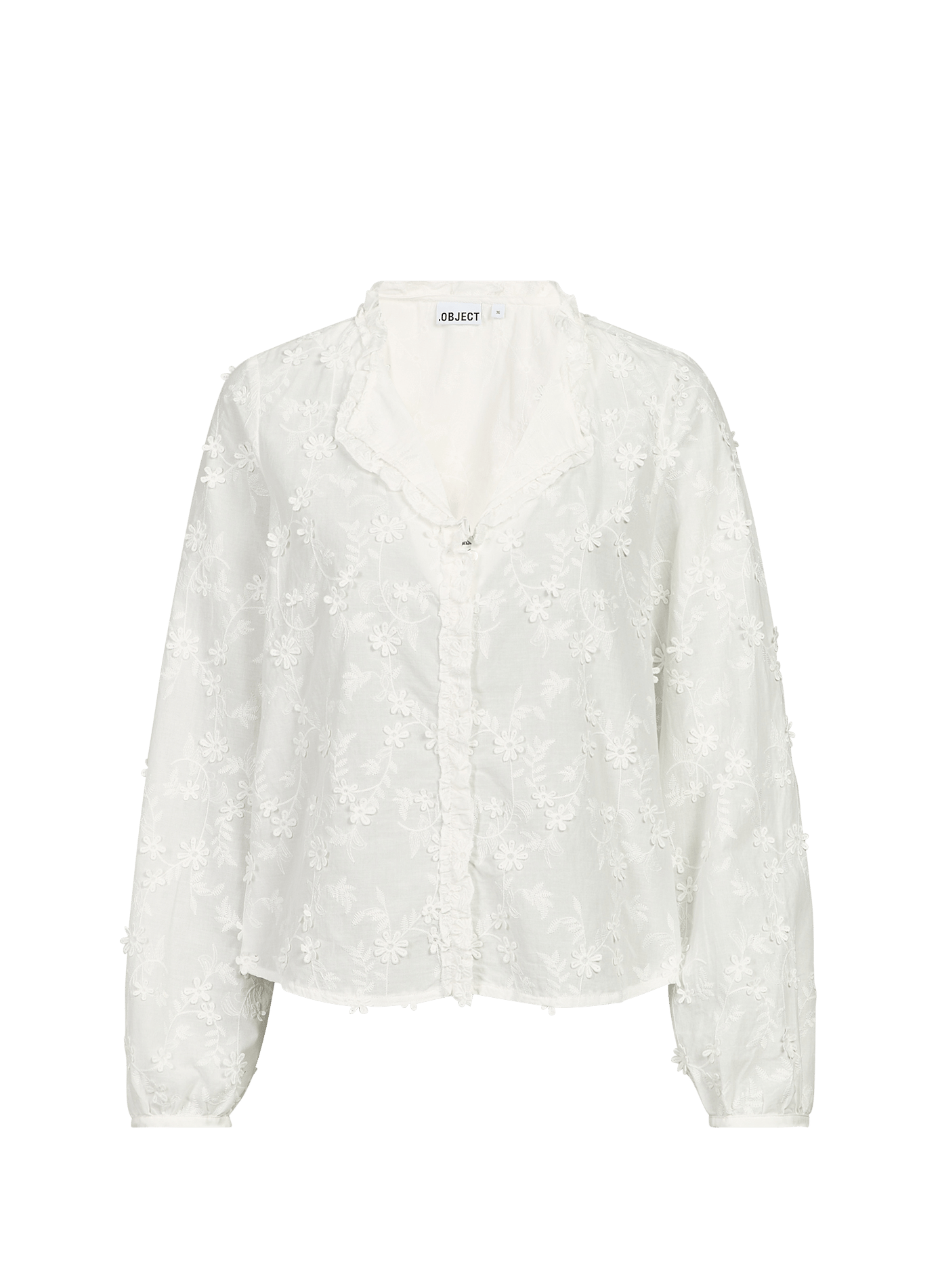 Blouse met bloemenborduursel van katoen OBJECT Wit