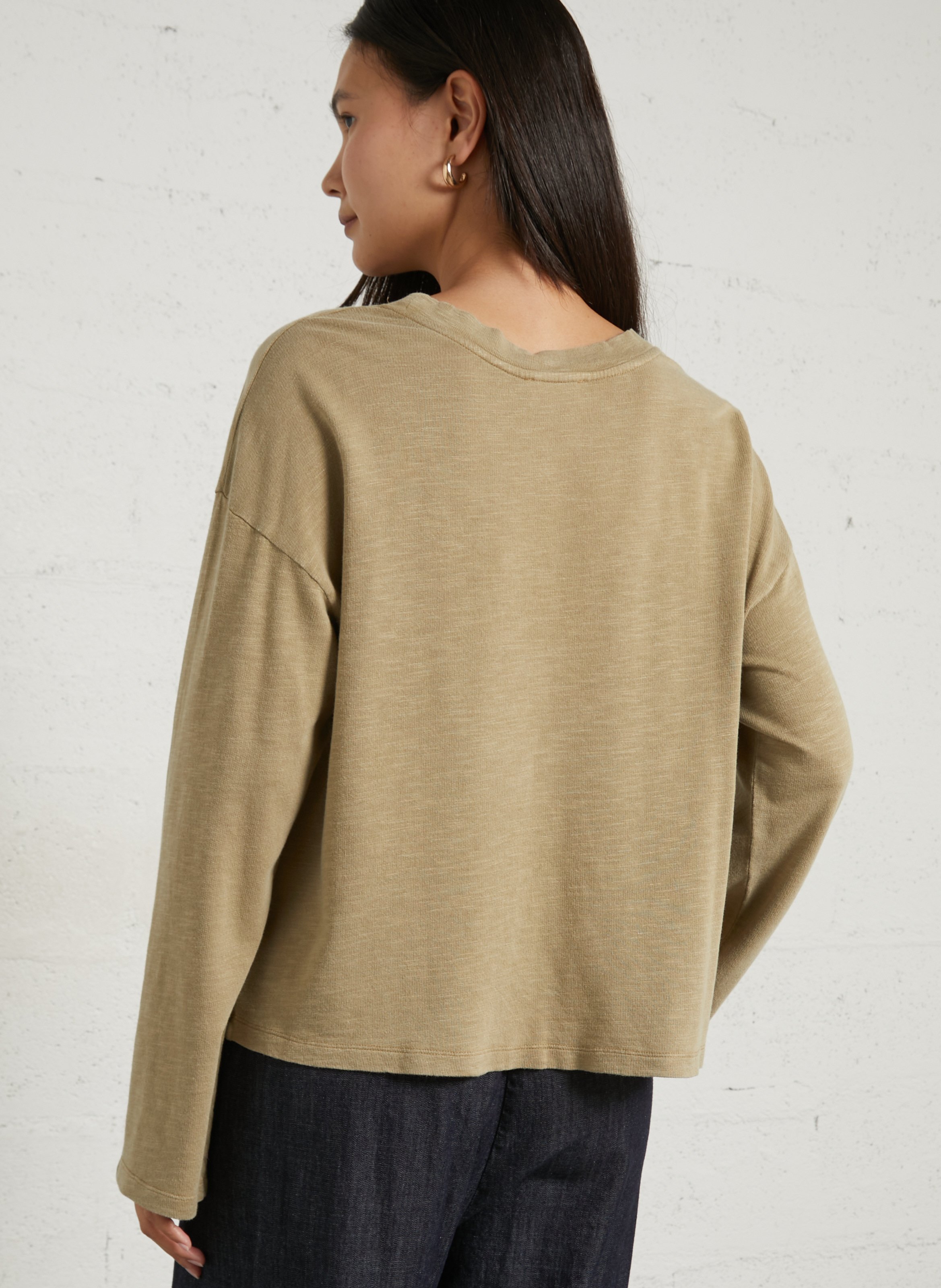 Tee-shirt manches longues court ample pojy AMERICAN VINTAGE Vert