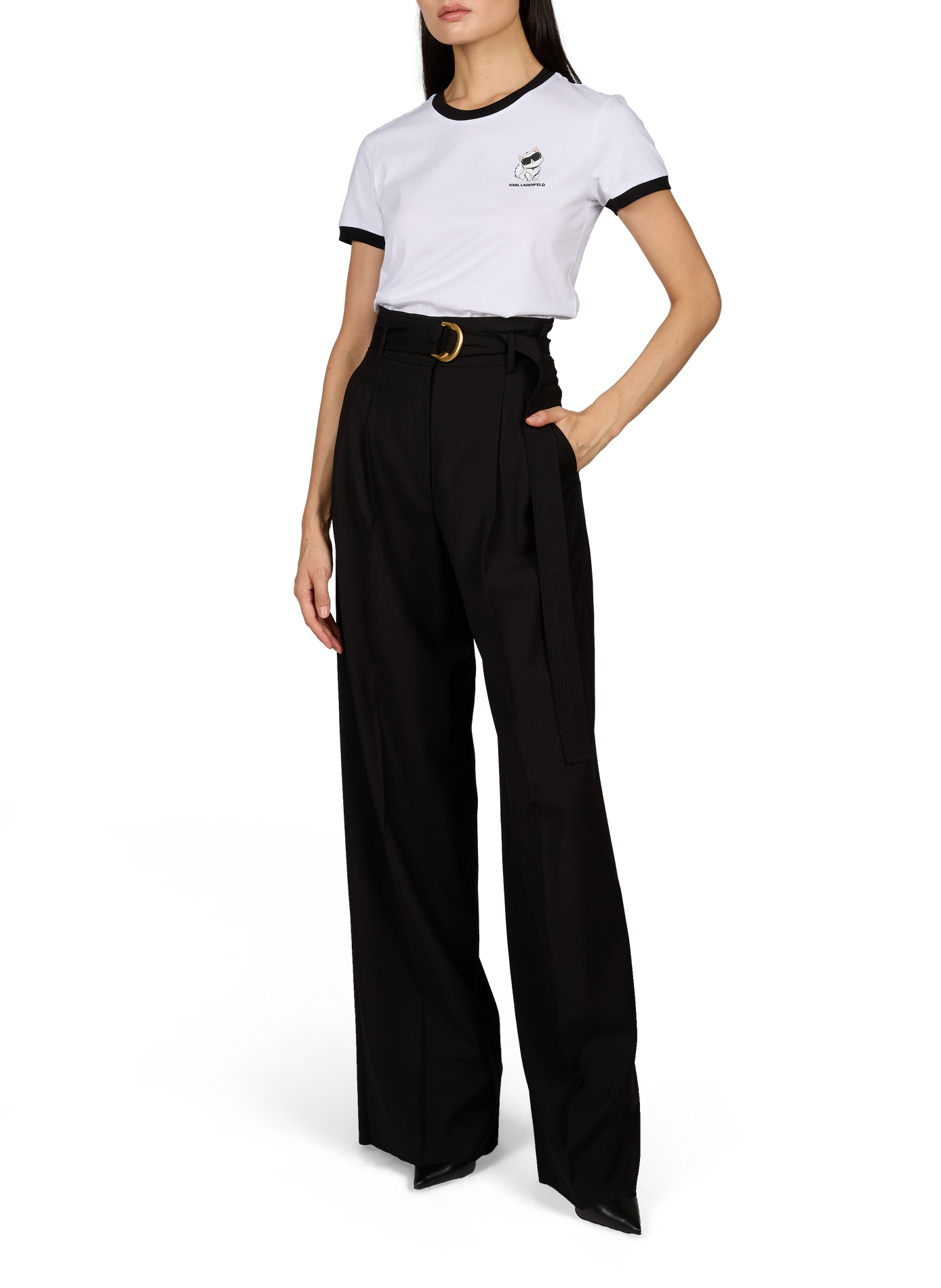 Round neck cotton t-shirt KARL LAGERFELD White