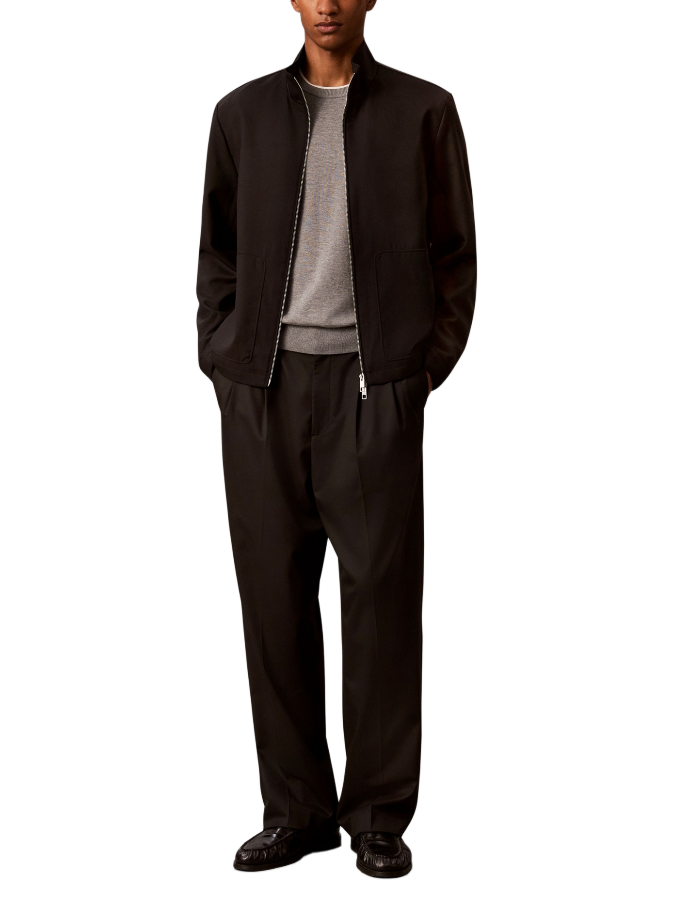 Blouson droit en laine mélangée CALVIN KLEIN Noir
