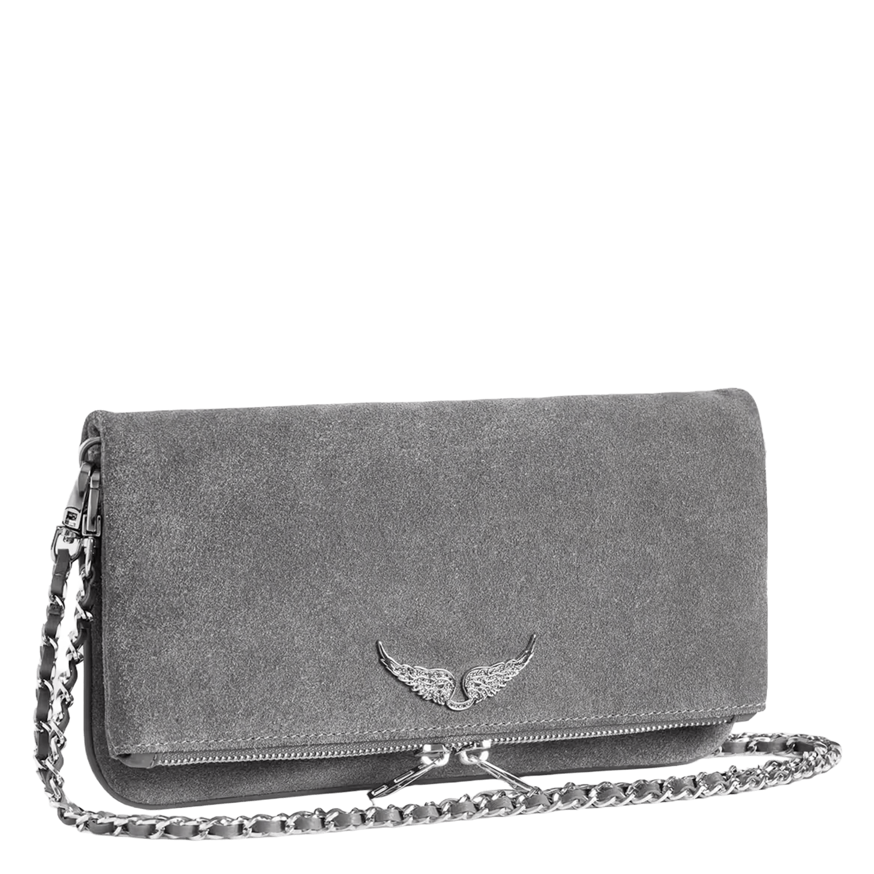 Sac bandoulière en cuir rock suede ZADIG&VOLTAIRE Gris