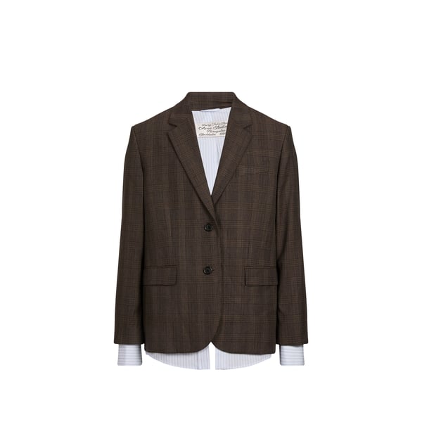 Blazer droit à motif en laine mélangée Blazer droit à motif en laine mélangée