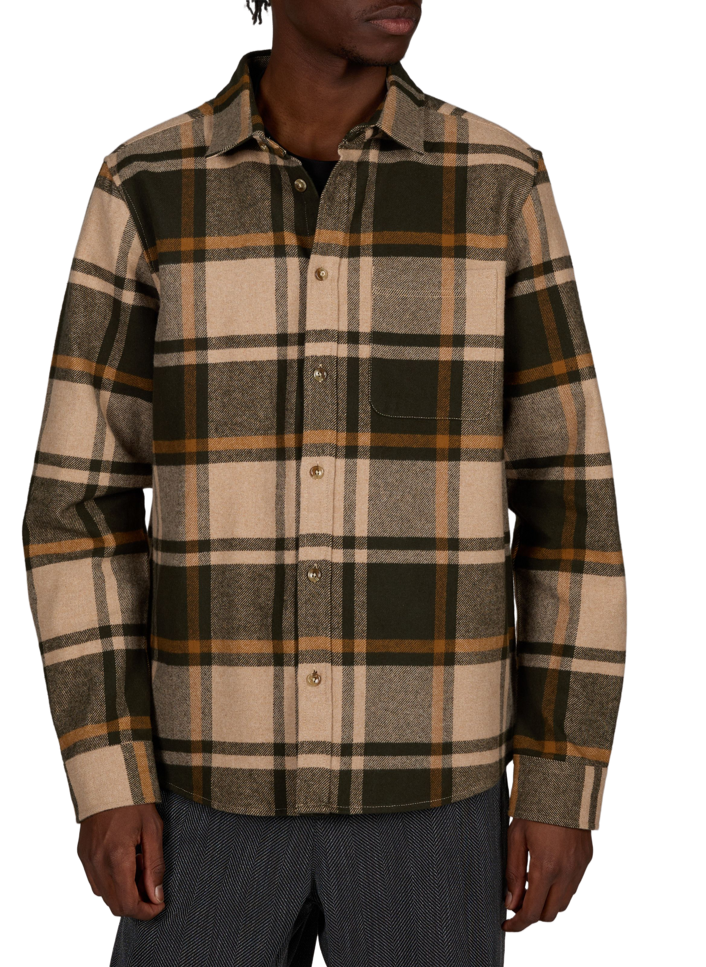 Straight cotton check shirt LES DEUX Green