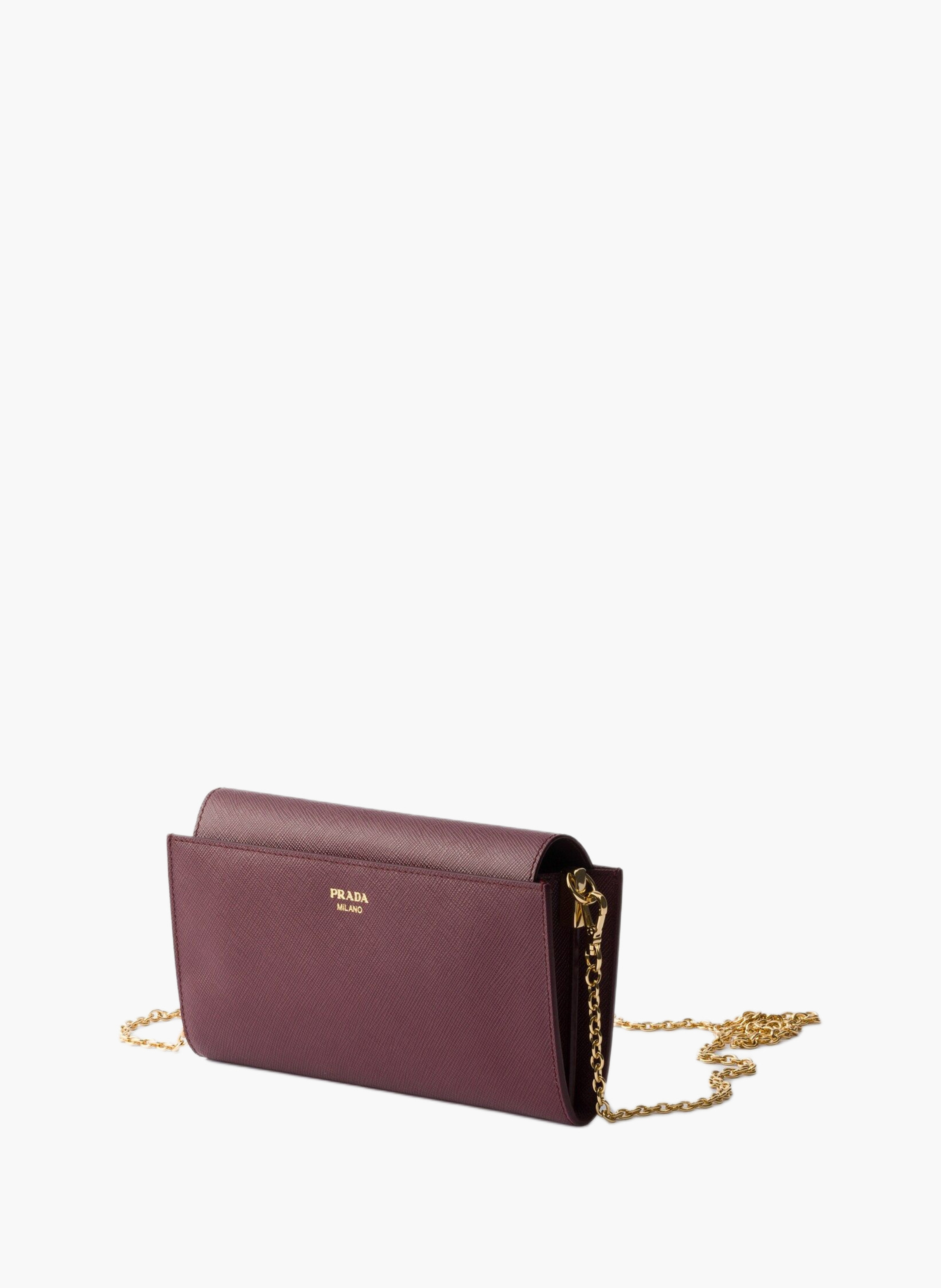 Portefeuille à bandoulière en cuir saffiano PRADA Rouge