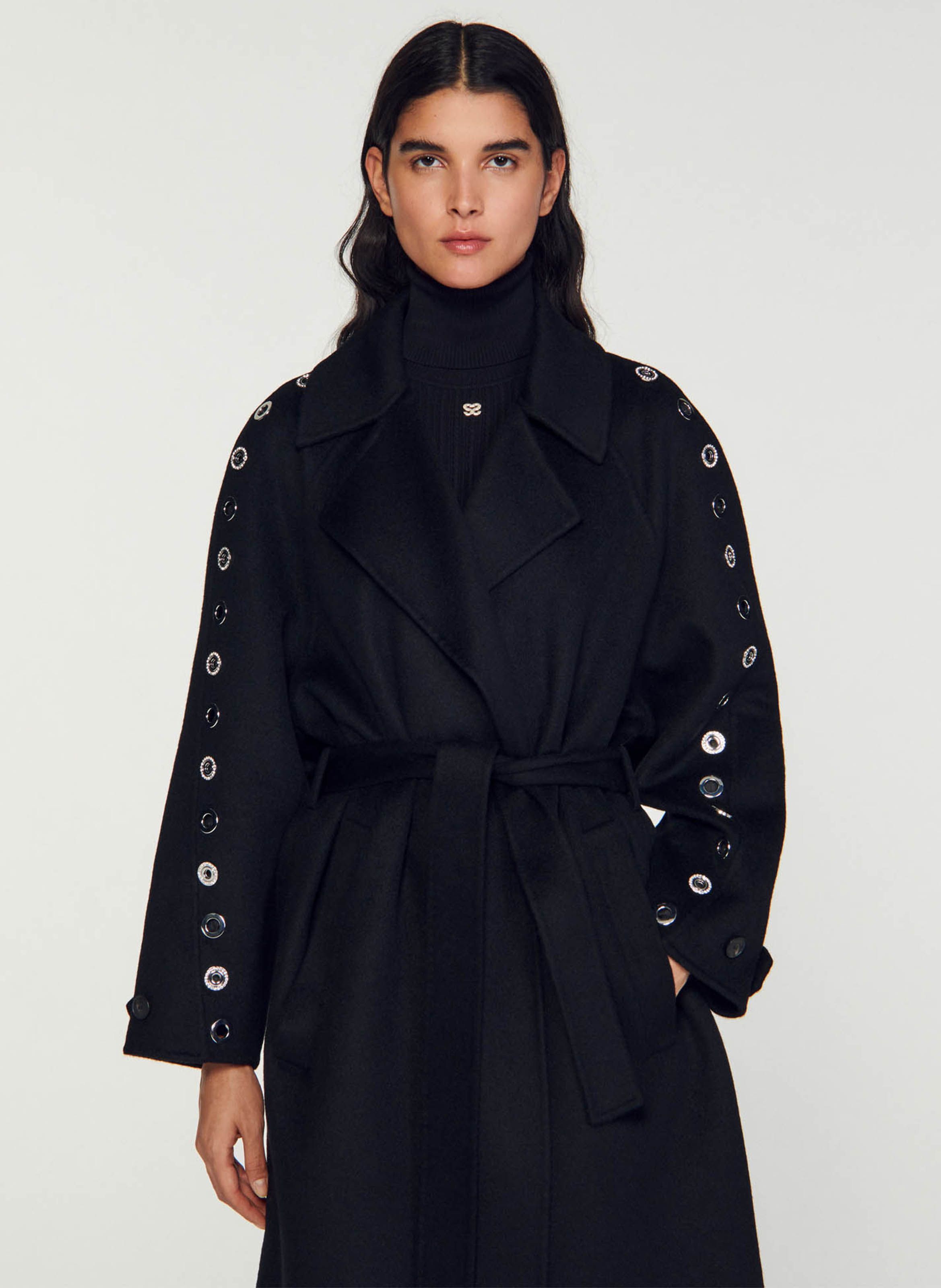 Manteau sandro noir hot sale