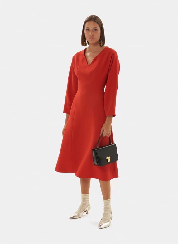 Robe Rouge Robes Tara Jarmon Soldes Robe Patineuse Unie Rexie Tara