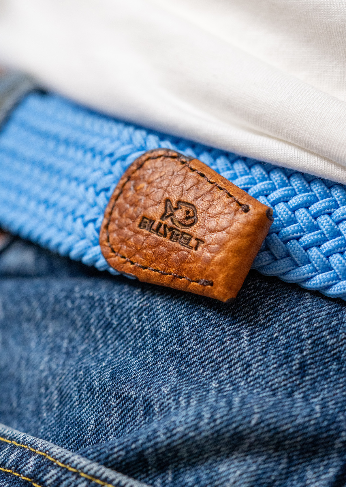 Ceinture tressée élastique unie BILLYBELT Bleu