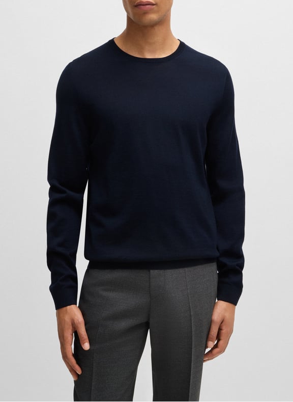 Pull col rond en laine Bleu by BOSS BOSS Pull col rond en laine Bleu