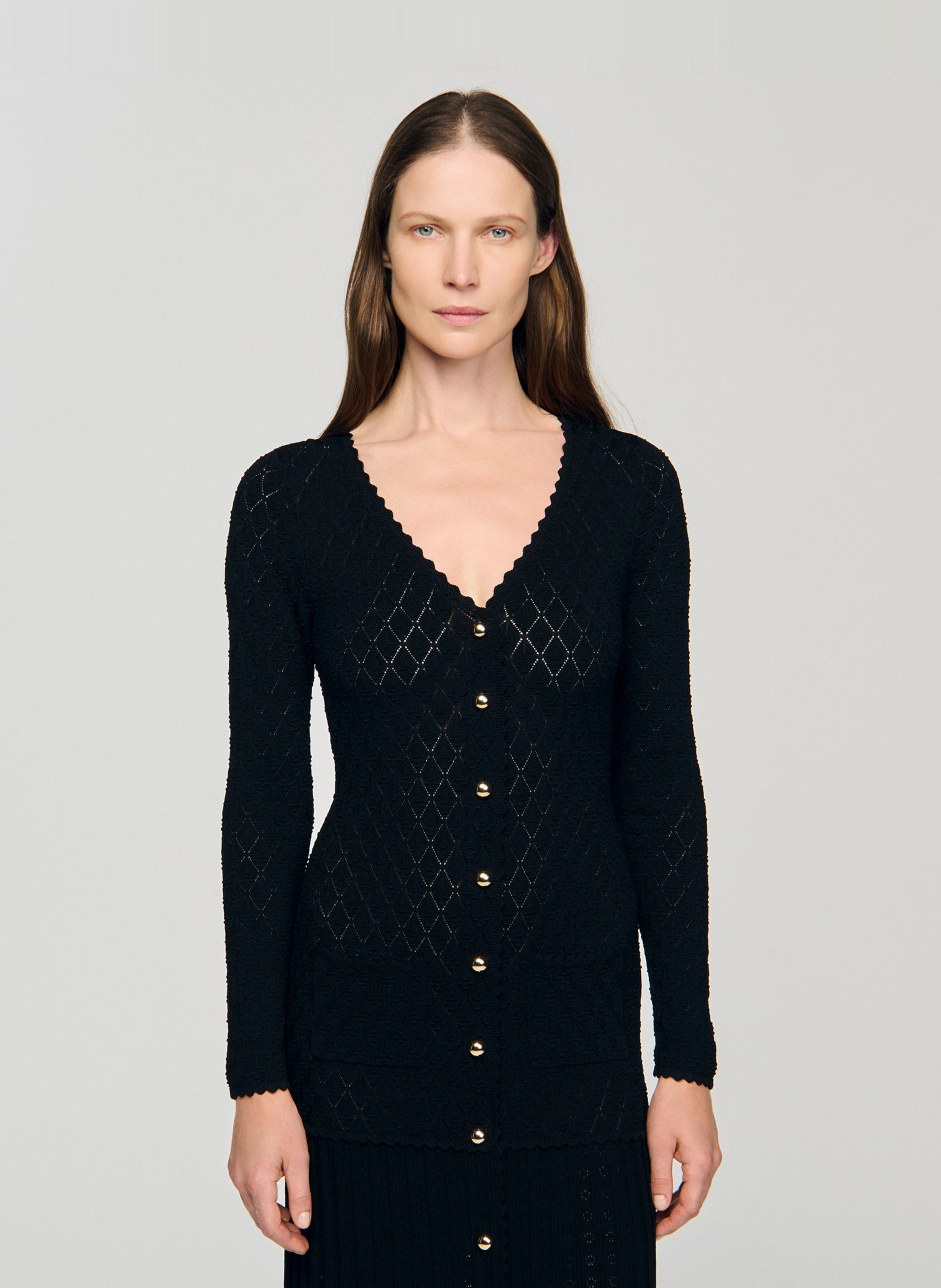 Robe longue col v SANDRO Noir