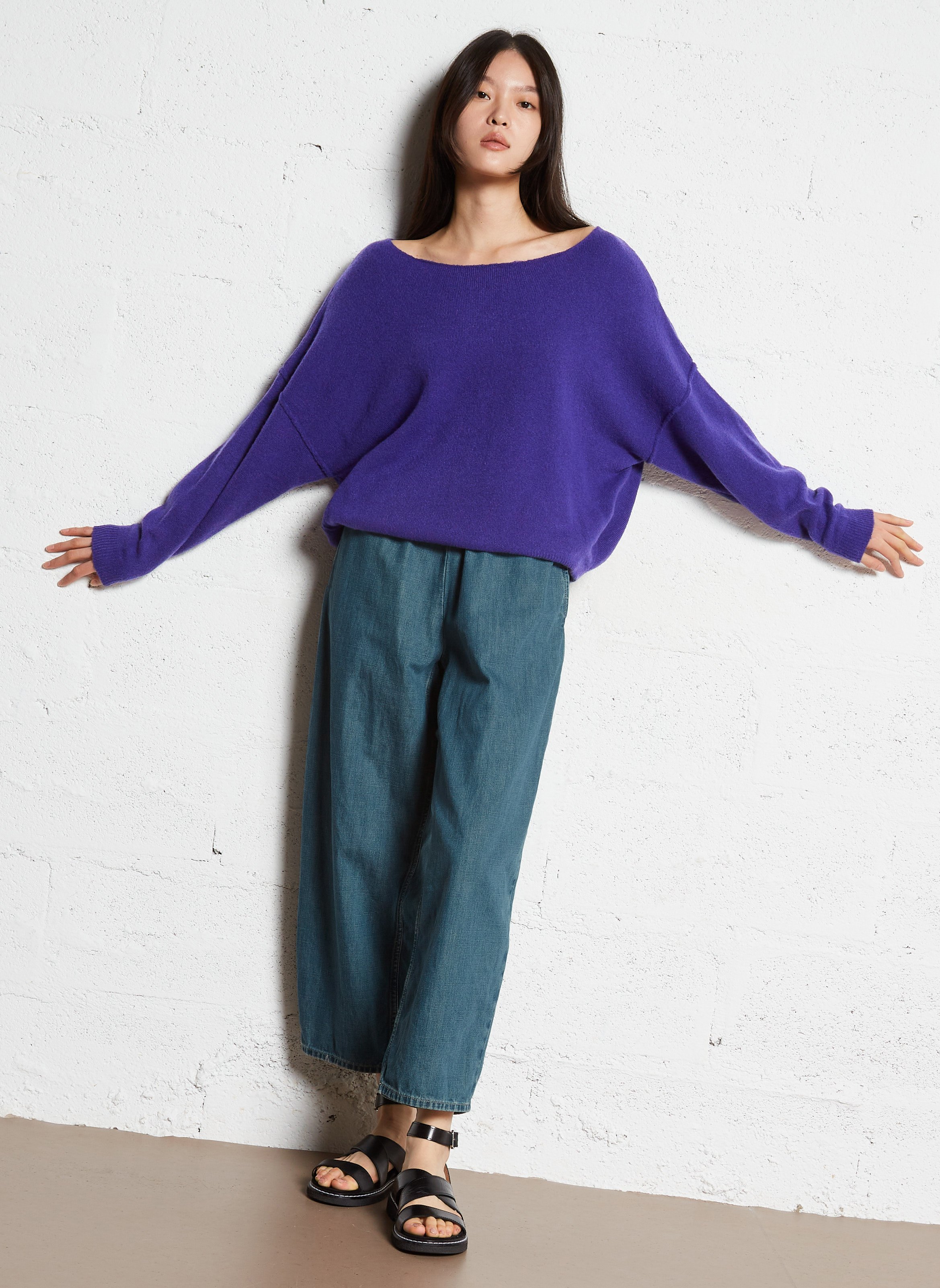 Pantalon carotte en coton recyclé mélangé ozyr AMERICAN VINTAGE Bleu