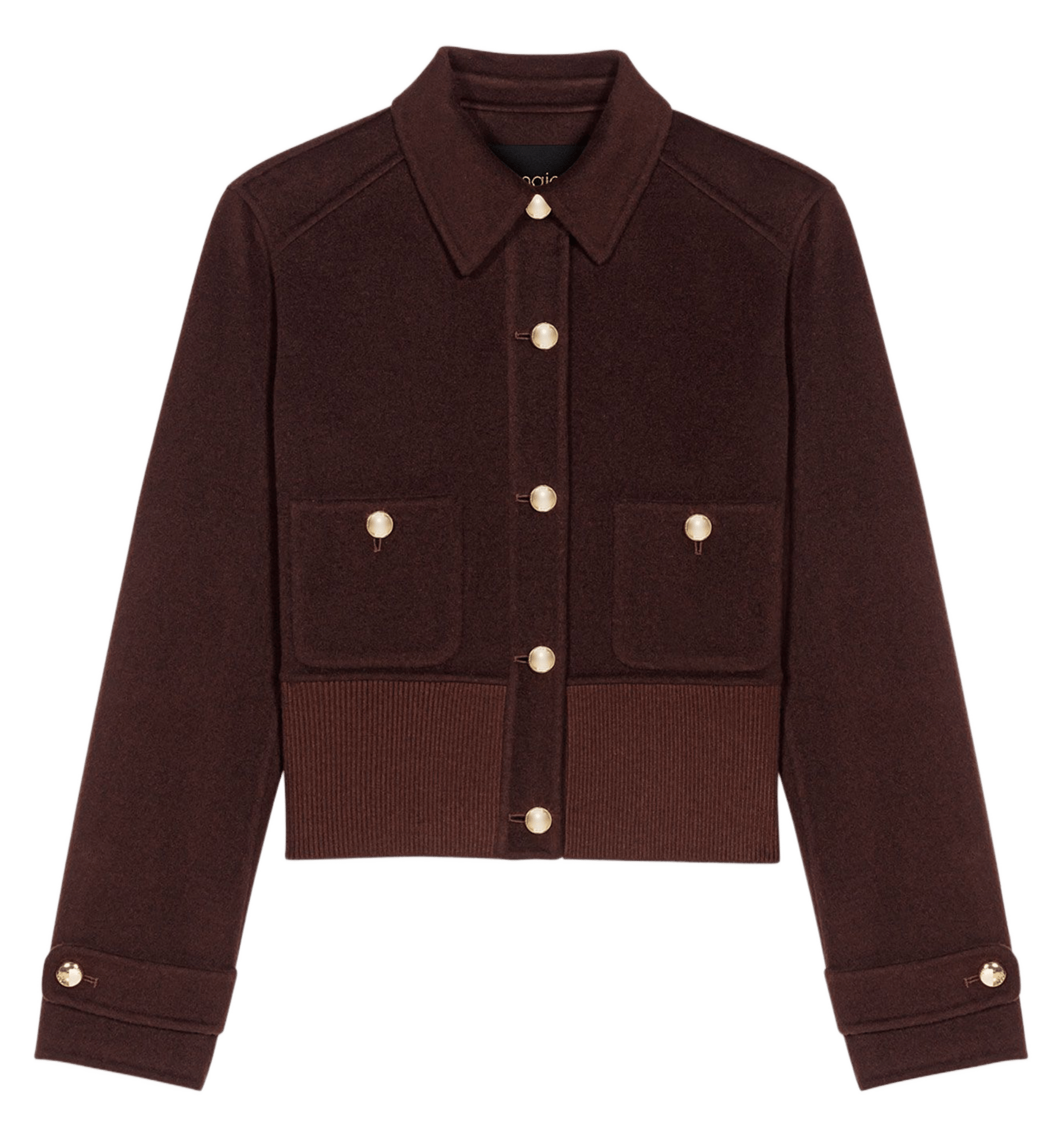 Blouson col classique en laine mélangée MAJE Marron