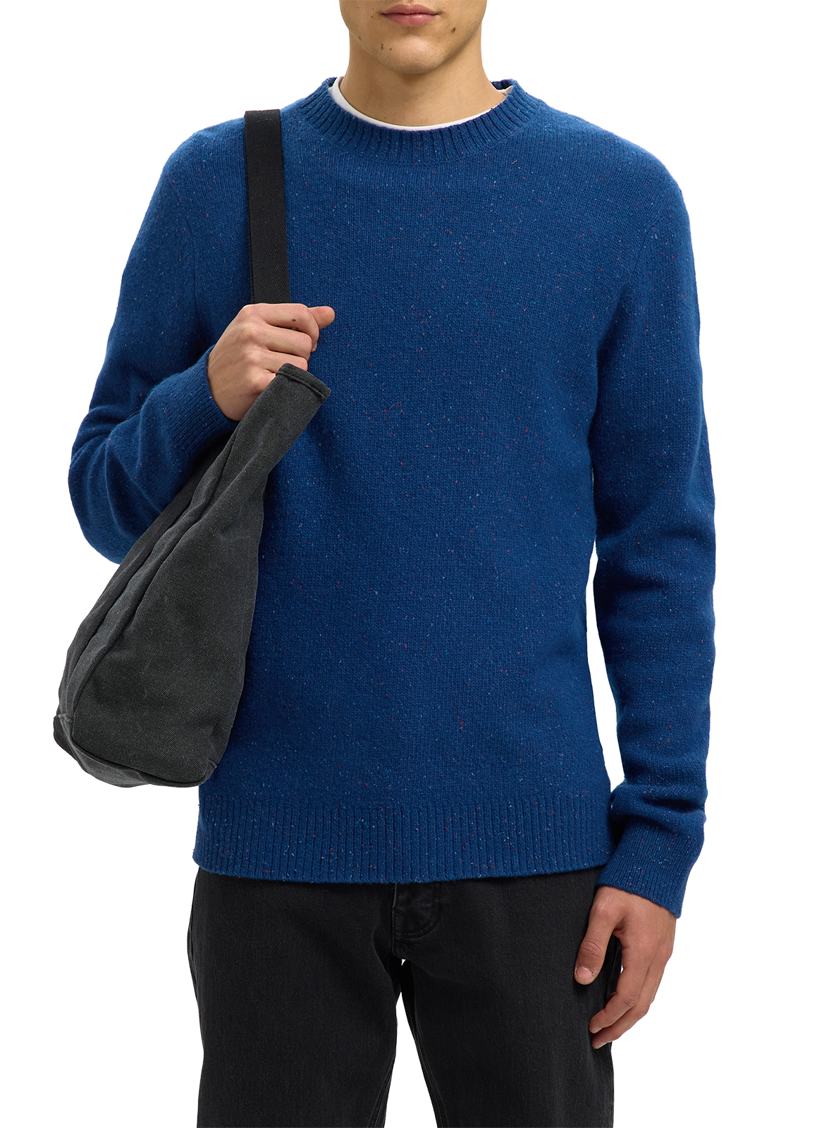 SELECTED Pull en laine mélangée Bleu