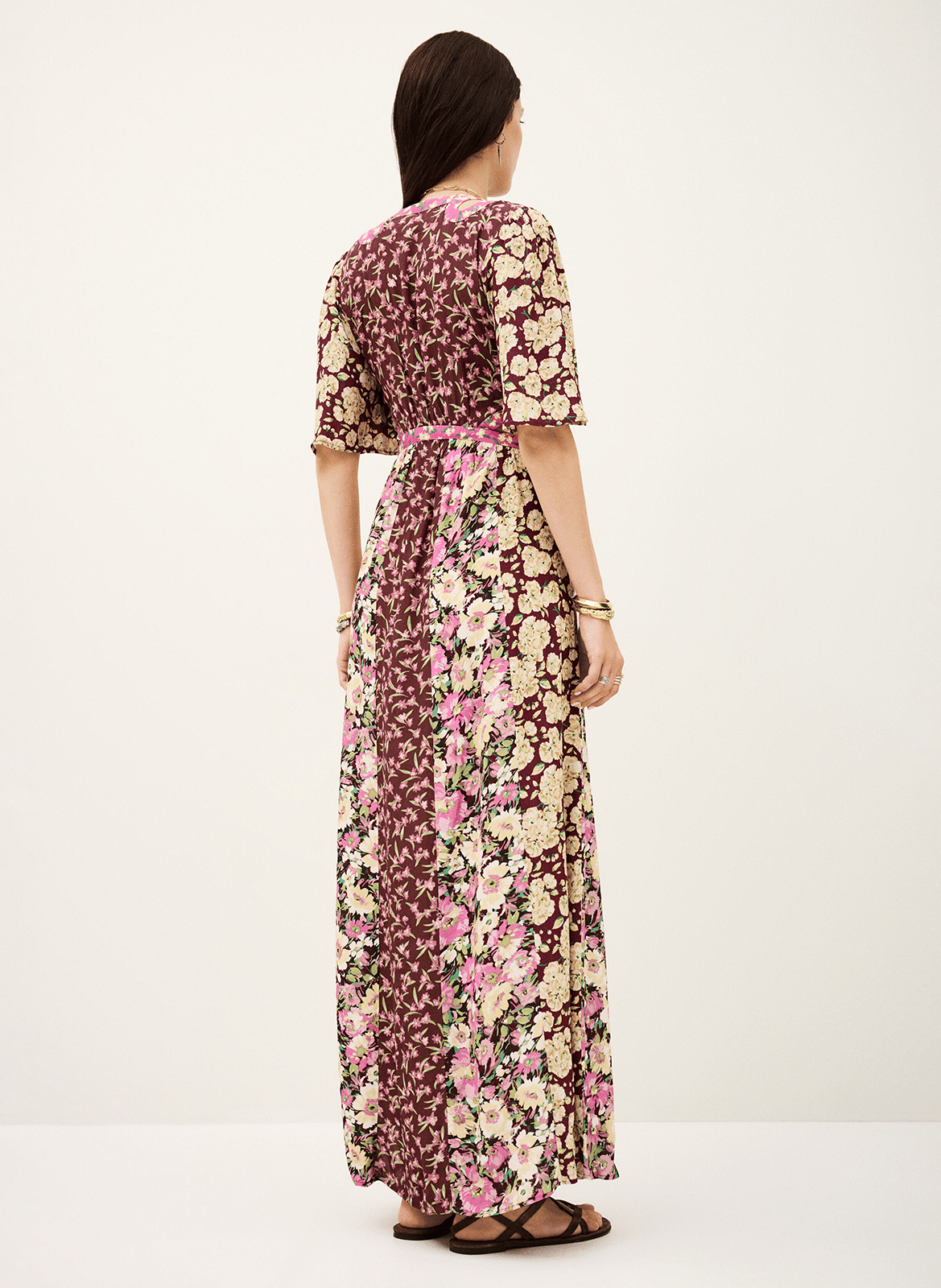 Robe longue col v à imprimé floral ilma BA&SH Violet