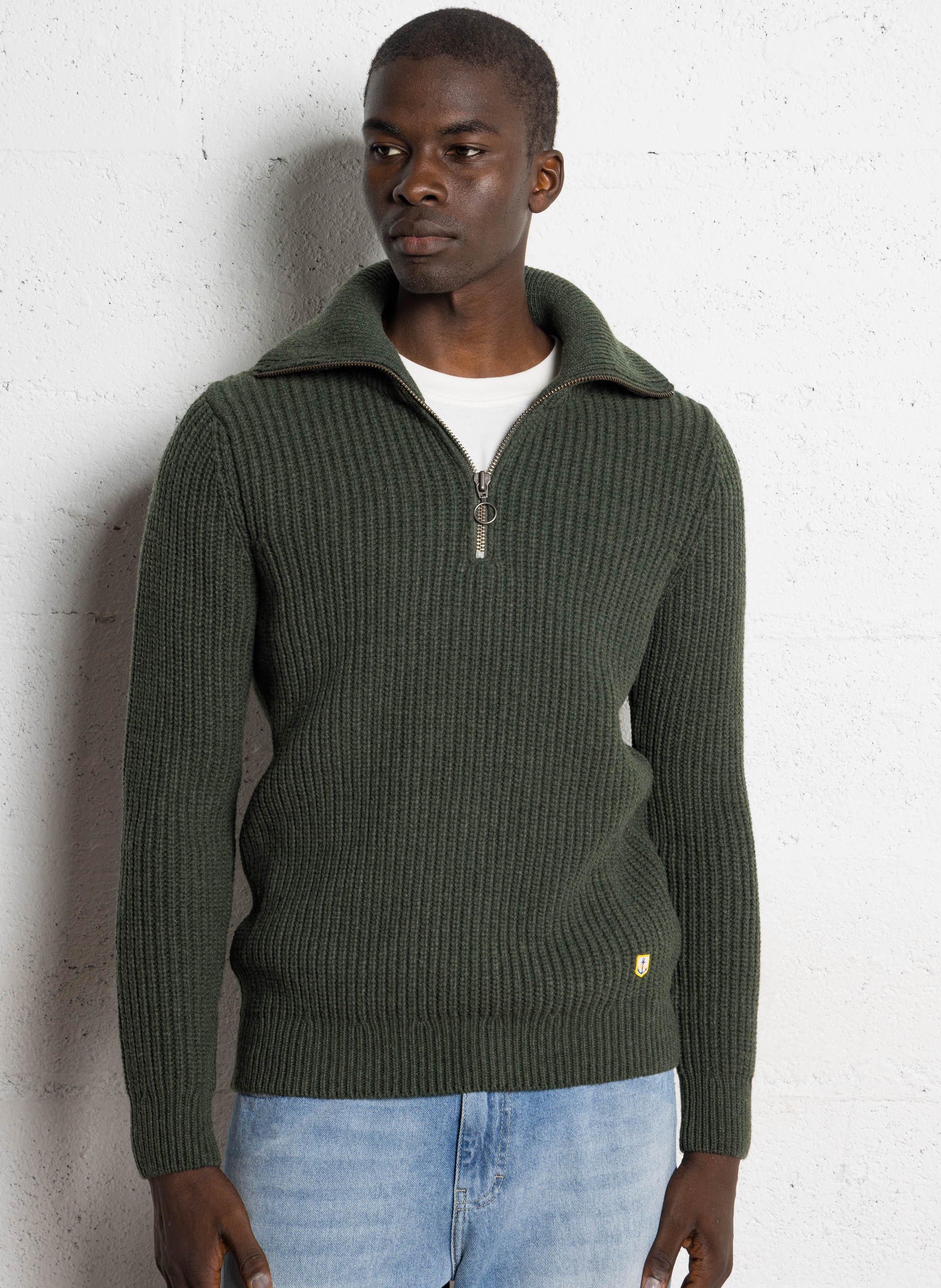 Pull col camionneur en laine mélangée heritage ARMOR-LUX Kaki