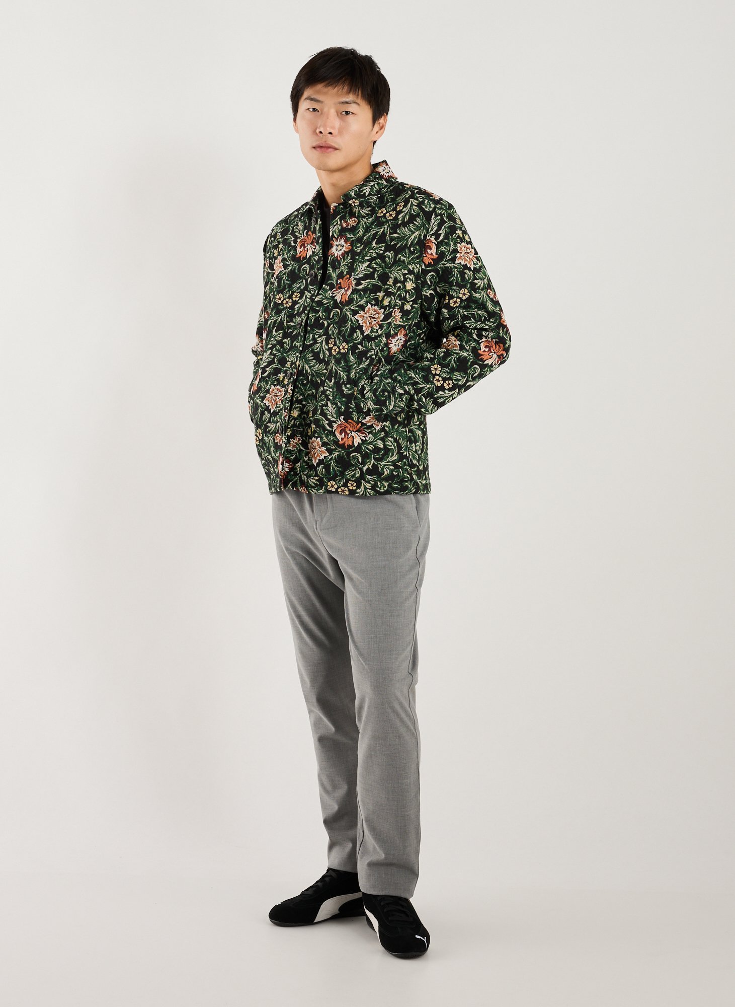 Chemise fleurie col classique LES DEUX Noir