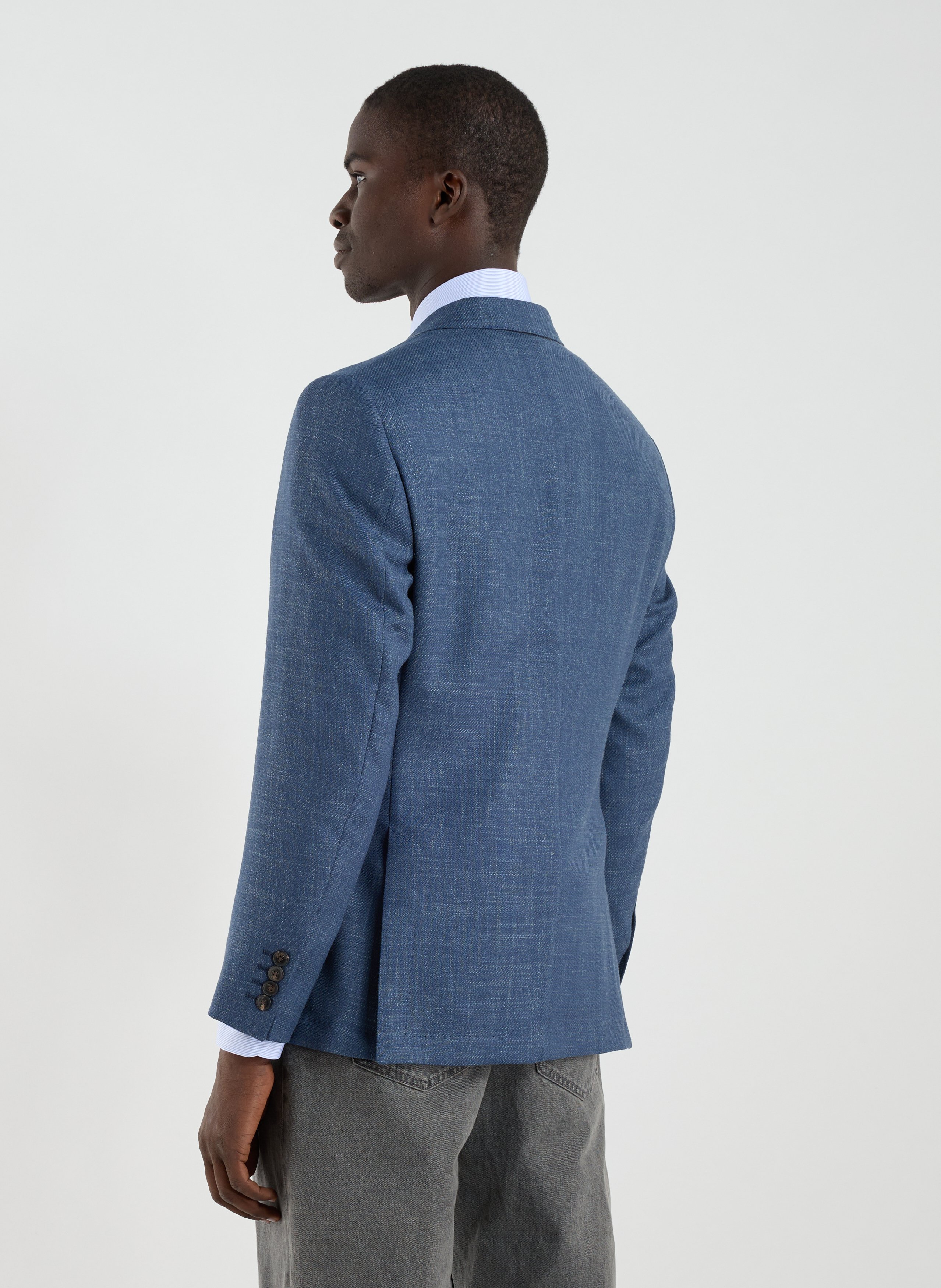 Round-neck T-shirt with velvet screen print Blue