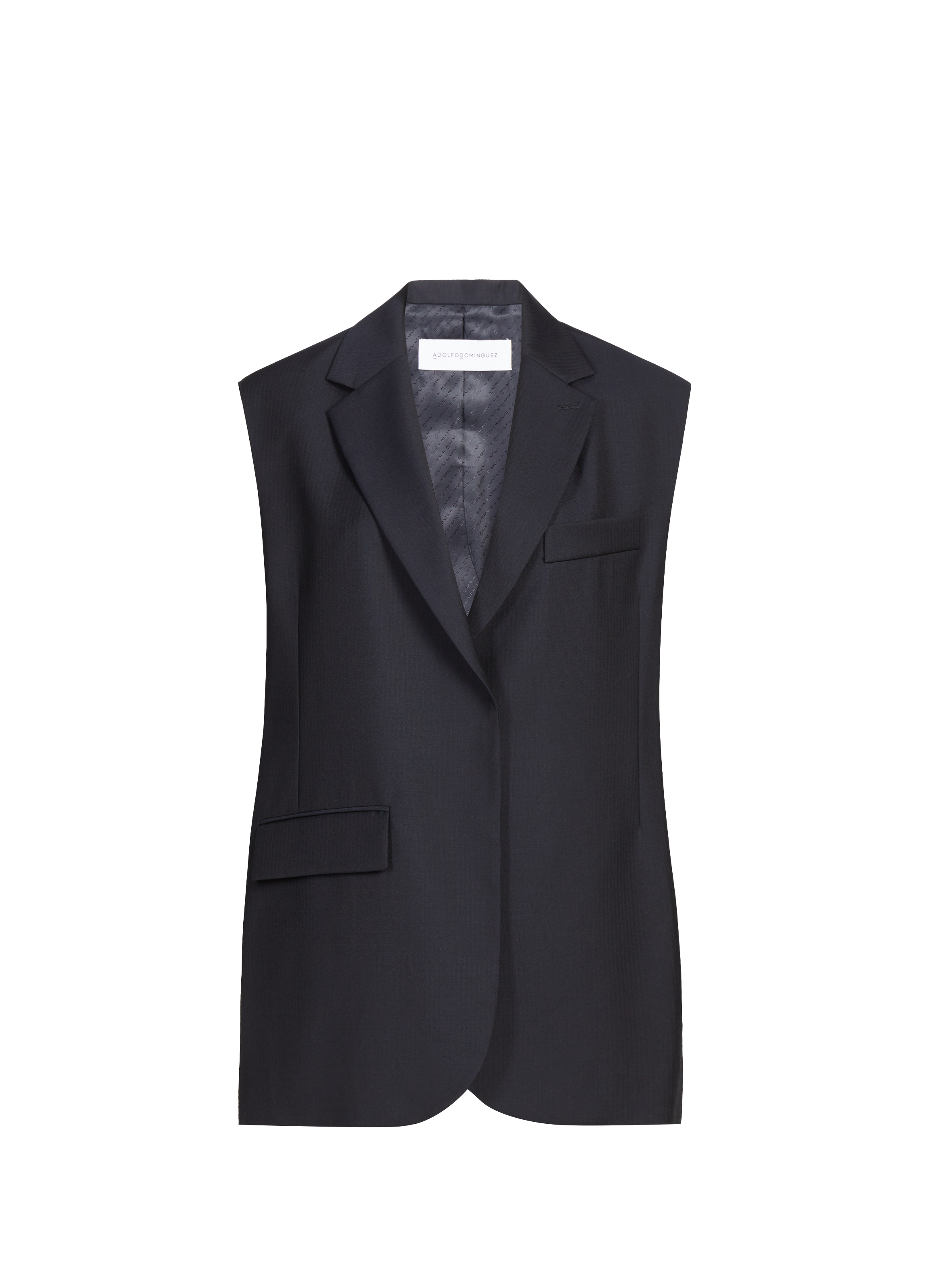 ADOLFO DOMINGUEZ Fitted vest with open sides Blue