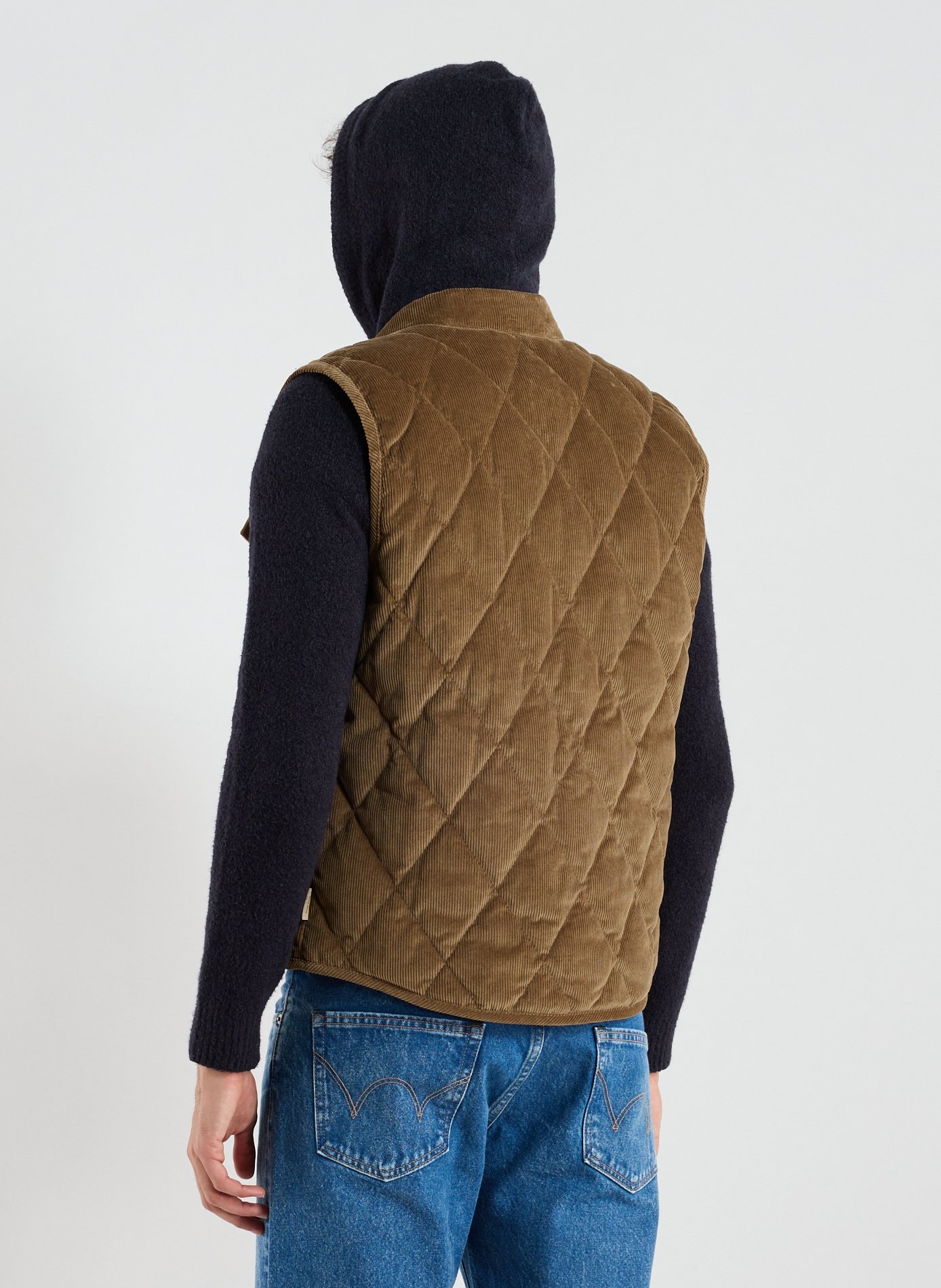 Sleeveless round neck cotton jacket WOOLRICH Brown